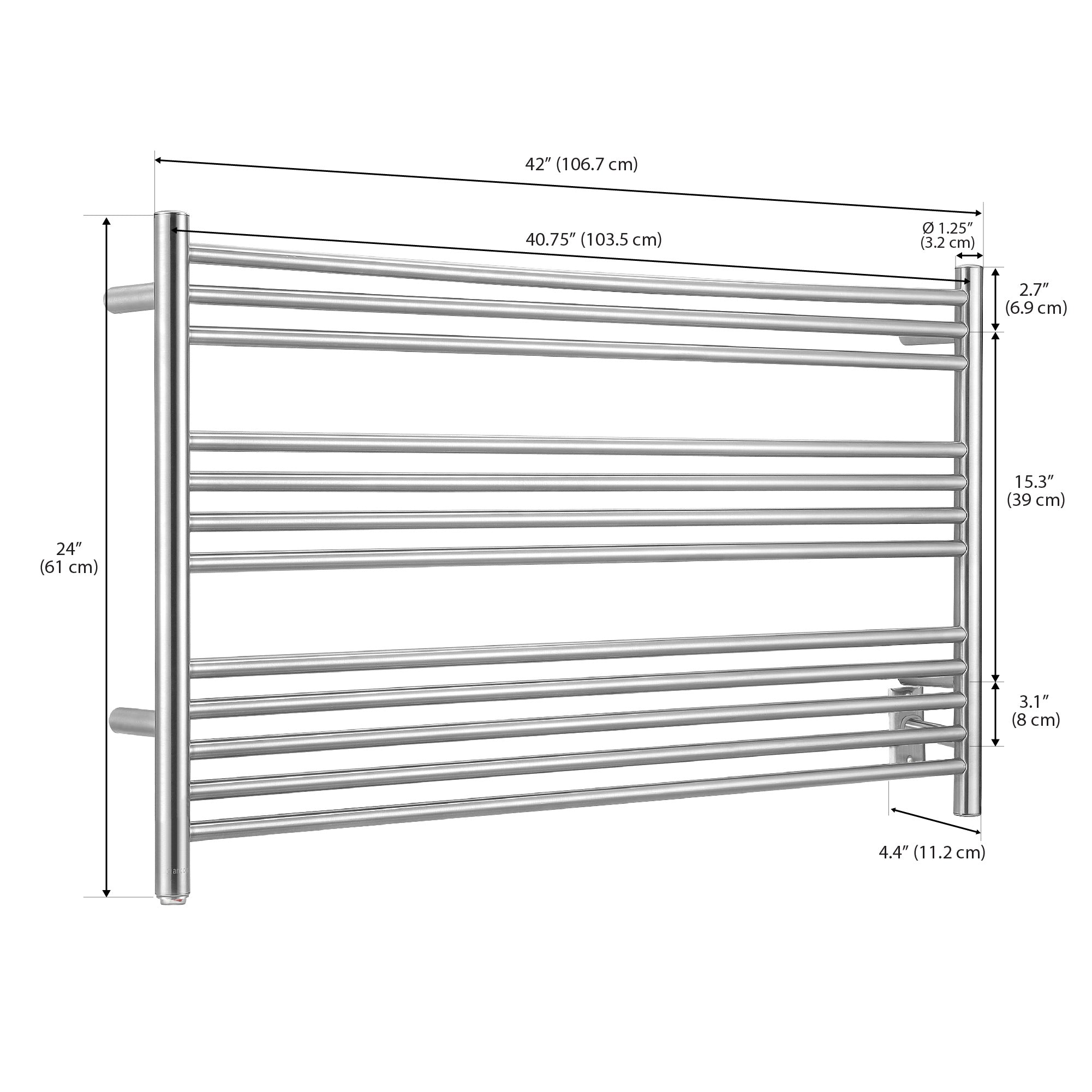 Amplify Dual 12 Bar Hardwired & Plug-In Towel Warmer - Brushed Stainless Steel - Perfect for Bathrooms, Spas & Luxury Hotels