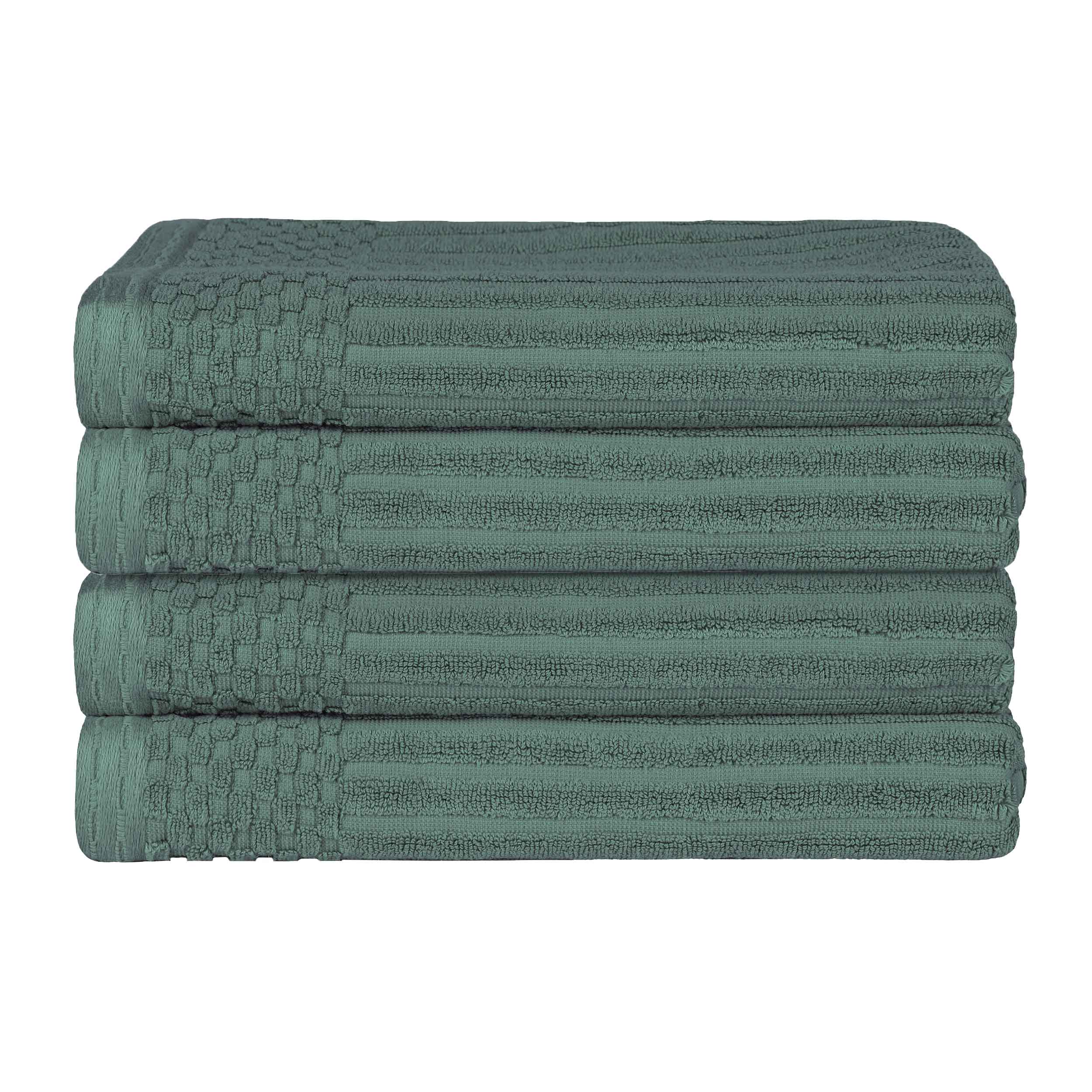 Premium Soho Ribbed Textured Cotton Bath Towels - Ultra Absorbent, Soft & Quick-Drying - Set of 4 (White) - Luxury Spa, Bathroom & Beach Essentials for Home & Travel
