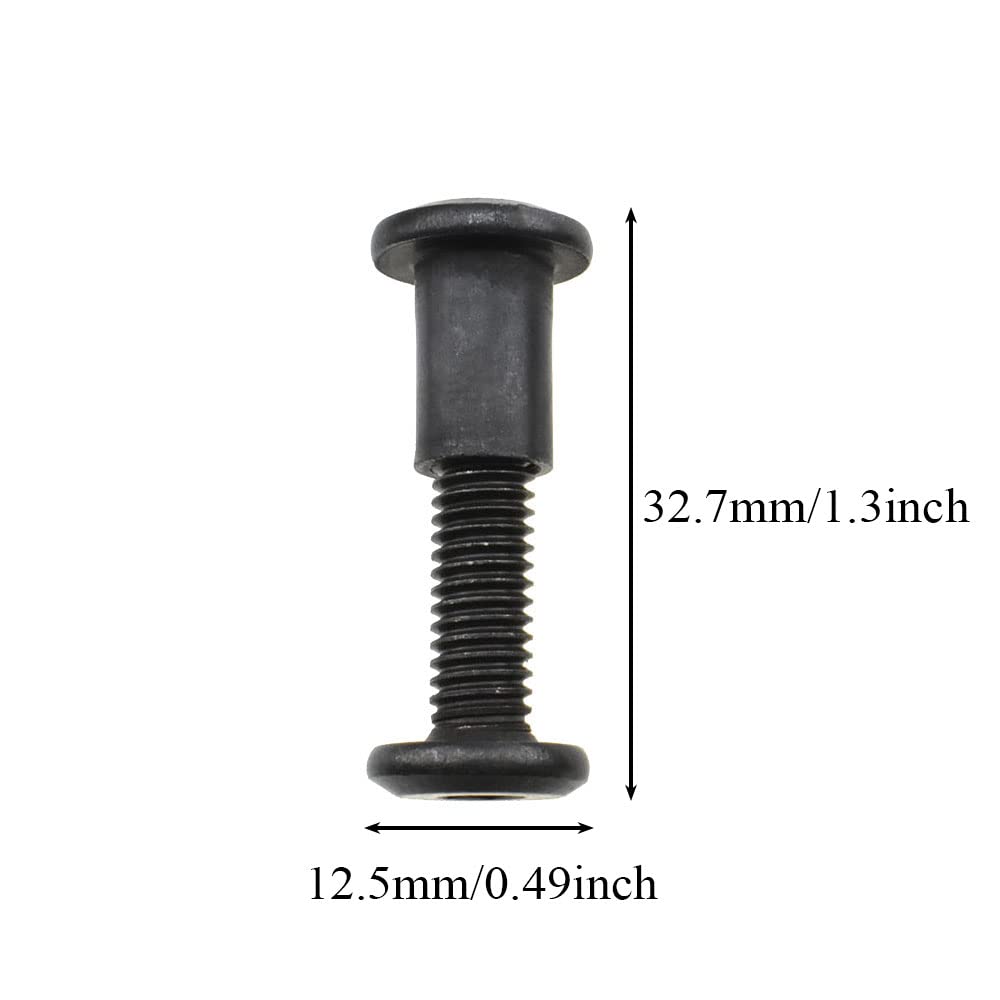 M6x25mm Black Carbon Steel Screw Post Fit Baby Crib Fastener - 12 Sets for Bookcase & Furniture Assembly
