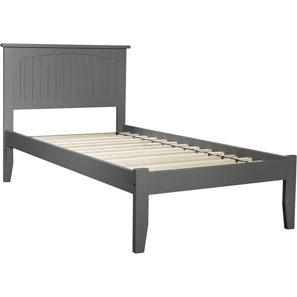 BOWERY HILL Modern Gray Wood Twin XL Platform Bed with USB Charger - Space-Saving Bedroom Furniture for Small Apartments & Guest Rooms