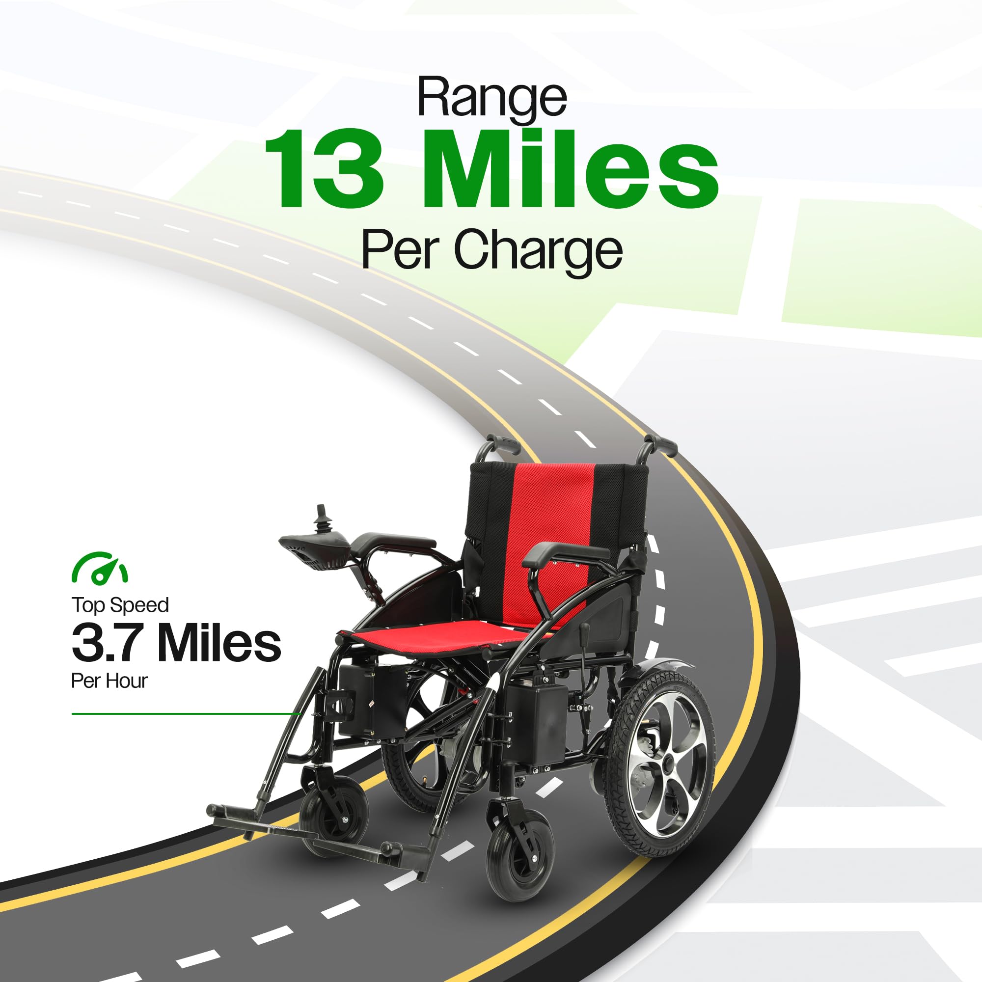 Culver Artemis Heavy Duty All-Terrain Electric Wheelchair for Adults & Seniors - 2x Motor Foldable Power Wheelchair (Red) | Ideal for Outdoor Adventures, Travel, and Daily Mobility