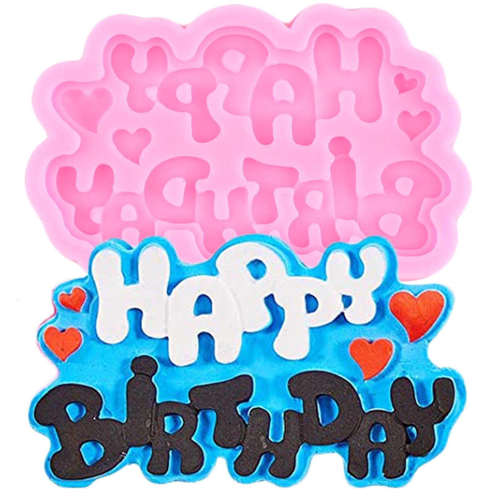 3D Happy Birthday Letters & Numbers Silicone Mold Set - DIY Cake Decorating Tools for Ice, Jelly, Chocolate & Fondant - Perfect for Cupcake Toppers, Party Decorations and Baking Supplies (Style 5)