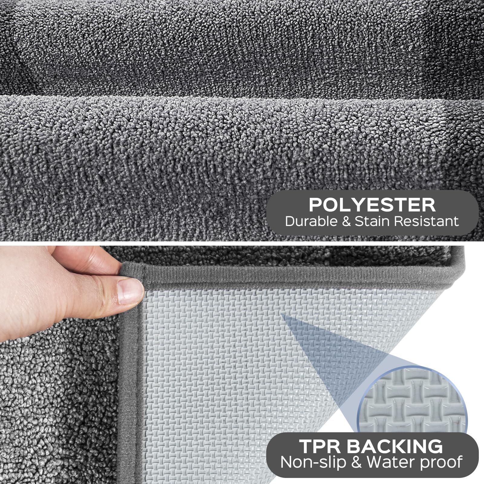 Machine Washable Non-Slip Kitchen Rugs Set of 2 (24