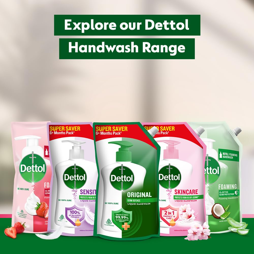Dettol Liquid Handwash Refill 675ml (Pack of 3) - pH Balanced Antibacterial Hand Soap with 10X Germ Protection | For Kitchen, Bathroom & Travel Use | Gentle Skin Care Formula