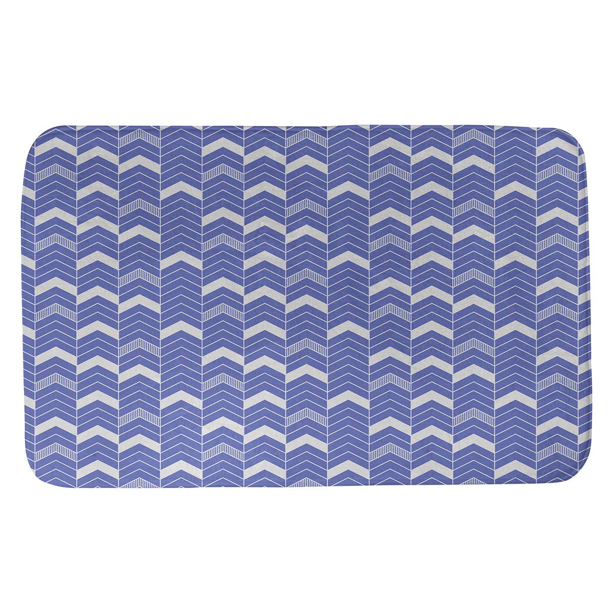 Rhonda Cheval Blue Single Color Lined Chevron Bath Mat 24x17 Inches - Soft Absorbent Non-Slip Bathroom Rug for Shower, Tub & Vanity Areas