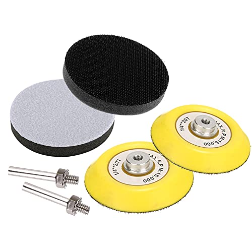 Yakamoz 2 Pack 3-Inch Hook and Loop Sanding Backing Pads with 1/4 Inch Shank - Soft Foam Buffering Pads for Drill, Air Die Grinder, Sander & Rotary Tools - Perfect for Woodworking, Metal Polishing & DIY Projects