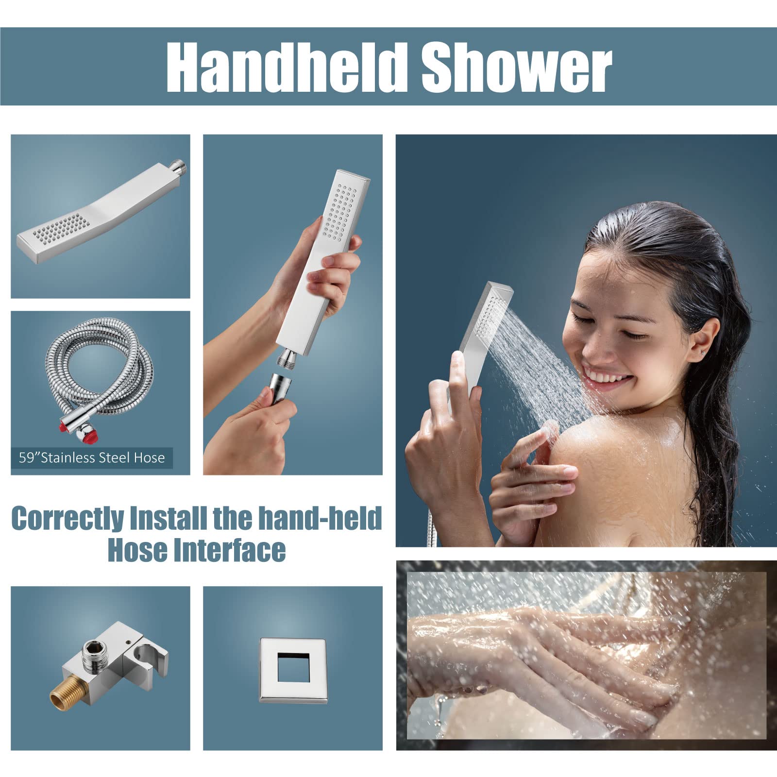 Aolemi 12 Inch Wall Mount Shower Faucet Set - Polish Chrome Rain Shower System with Handheld Spray, Rough-in Valve & Trim Kit - Perfect for Modern Bathroom Renovation & Spa-Like Shower Experience