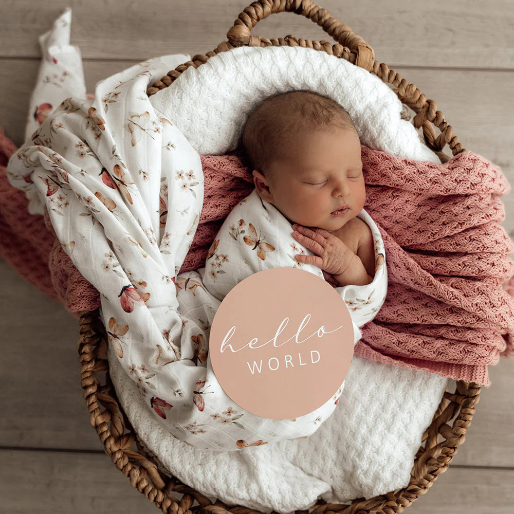 Snuggle Hunny Reversible Milestone Baby Cards - Butterfly & Pink Sand Design for Newborn Photography, Baby Showers & First Year Keepsakes