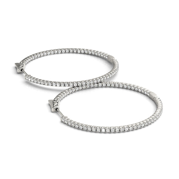 0.75 Inch 4 Prong Round Hoop Earrings - Complete 1/2 Pair Set - Perfect for Everyday Wear, Parties & Special Occasions