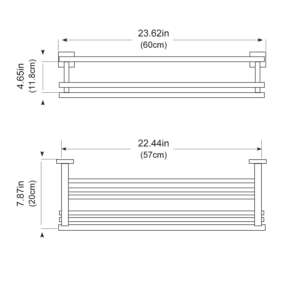 24 Inch Wall Mounted Towel Rack - Matte Black Double Towel Bar with SUS304 Stainless Steel - Bathroom Towel Holder for Home & Hotel Use - Space Saving Durable Towel Shelf for Bath, Spa & Guest Rooms