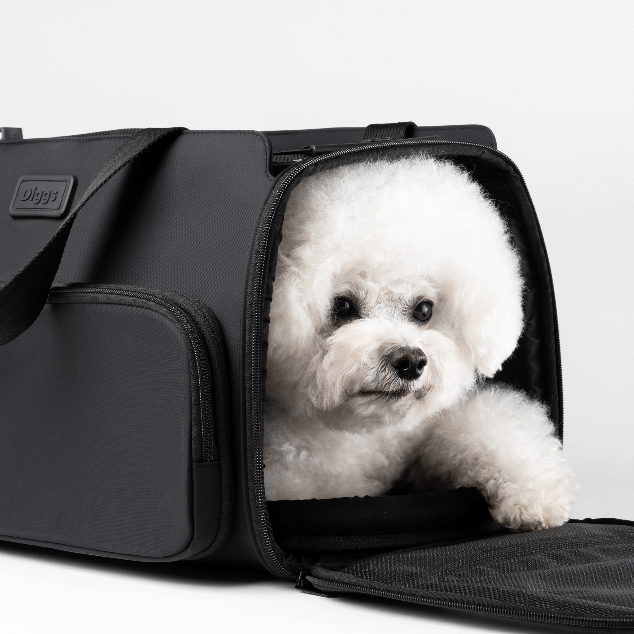 Diggs Passenger Travel Carrier for Dogs - Charcoal Pet Carrier for Airplane, Car & Travel | Safe & Comfortable Pet Transport for Small to Medium Dogs
