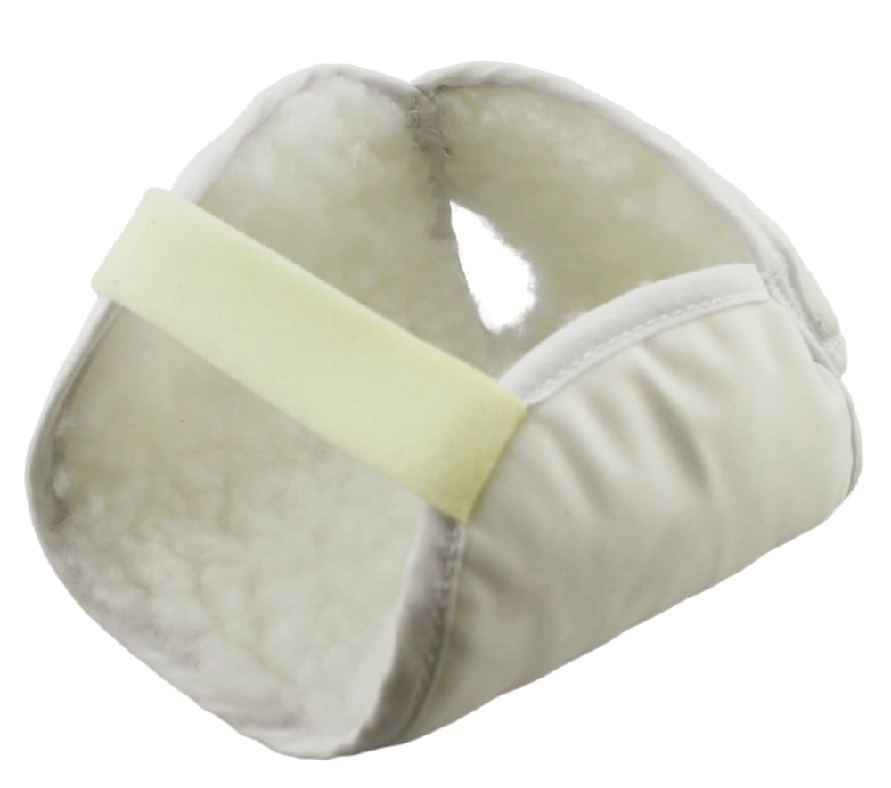 ObboMed® MB-6910 Synthetic Sheepskin Fleece Padded Heel Protector with Hook & Loop Closure - Secure Fit for Diabetic Foot Care, Pressure Relief & Comfort - Ideal for Seniors, Post-Surgery Recovery & Daily Wear