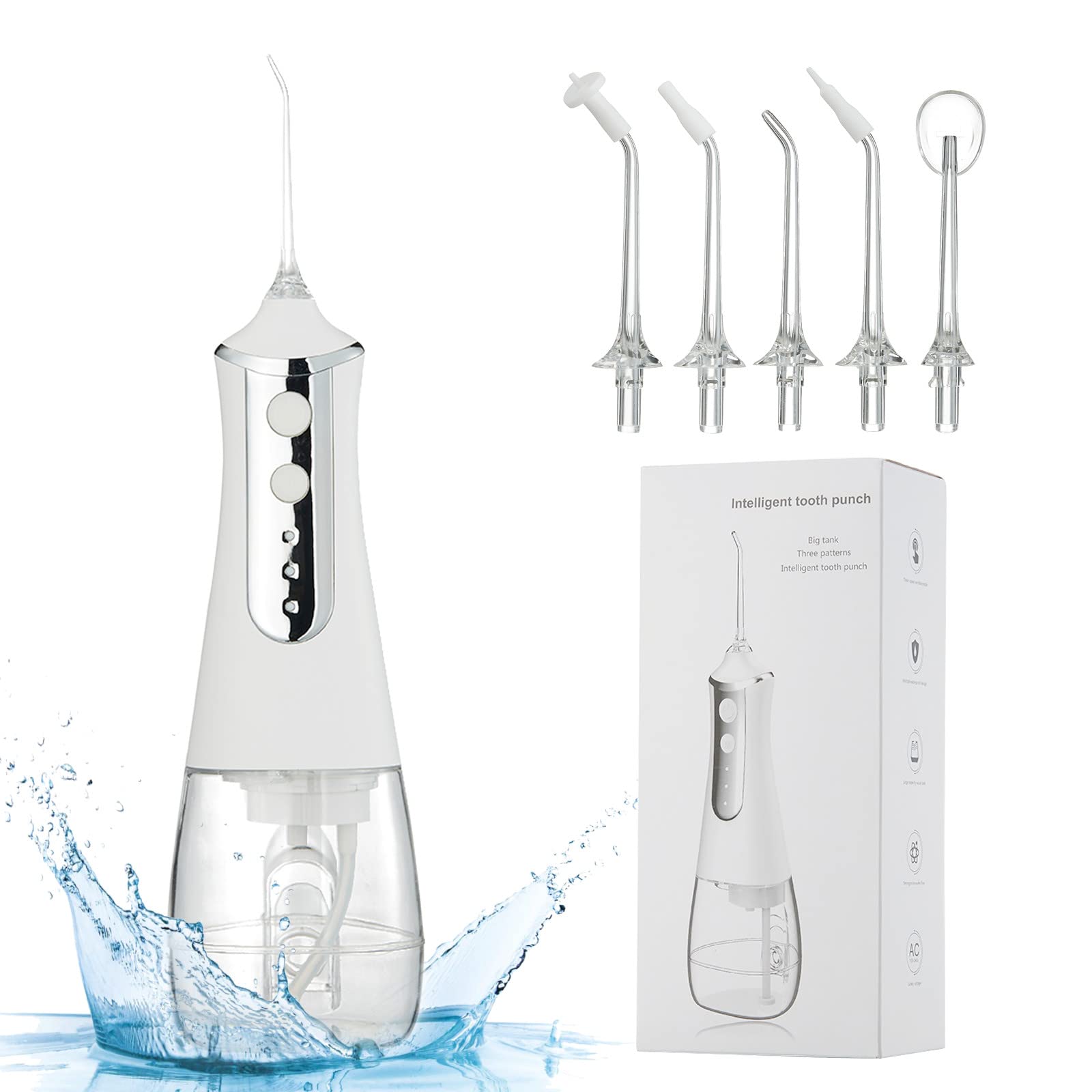 **Cordless Water Flosser for Teeth Cleaning – 350ml USB-C Rechargeable Dental Flosser with 5 Jet Tips, 3 Modes & IPX7 Waterproof – Perfect for Home & Travel Oral Care**