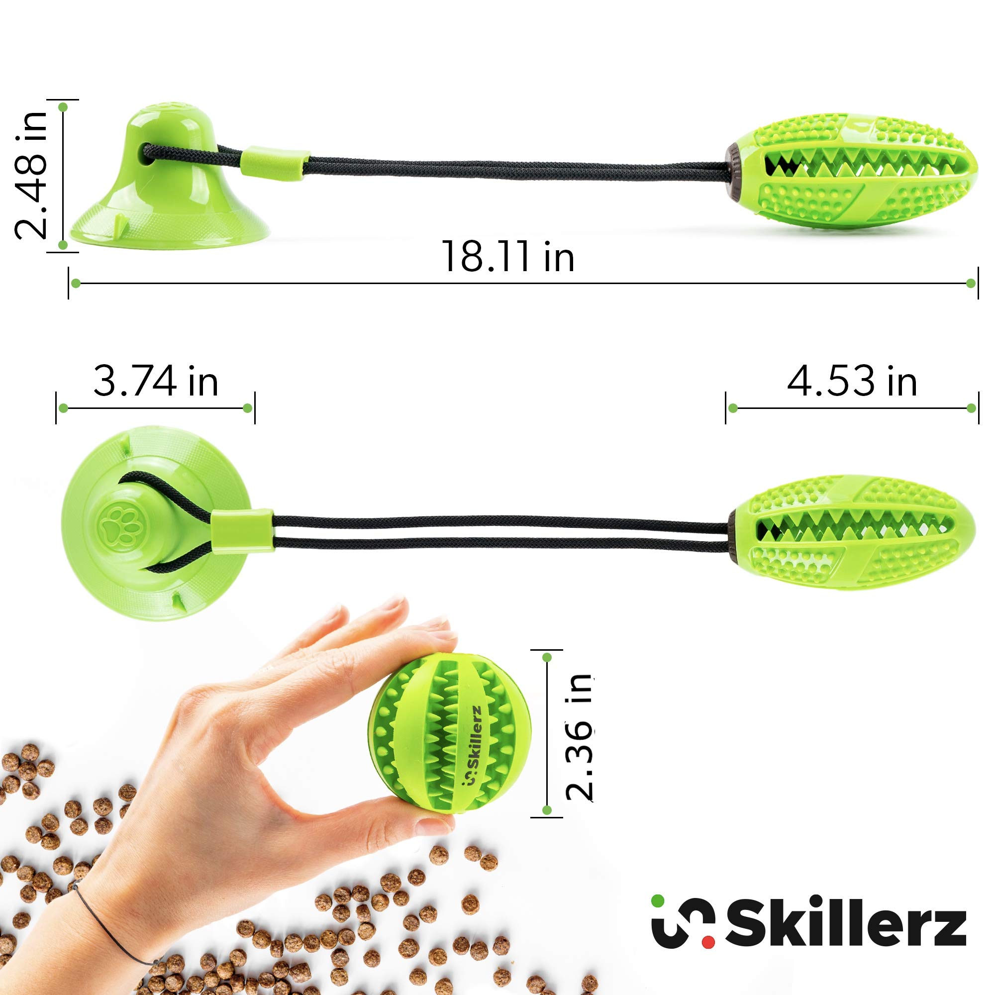 Durable Suction Cup Dog Chew Toy - Interactive Treat Dispenser Ball for Teeth Cleaning & Play - Indoor Pet Entertainment for Boredom Relief & Training