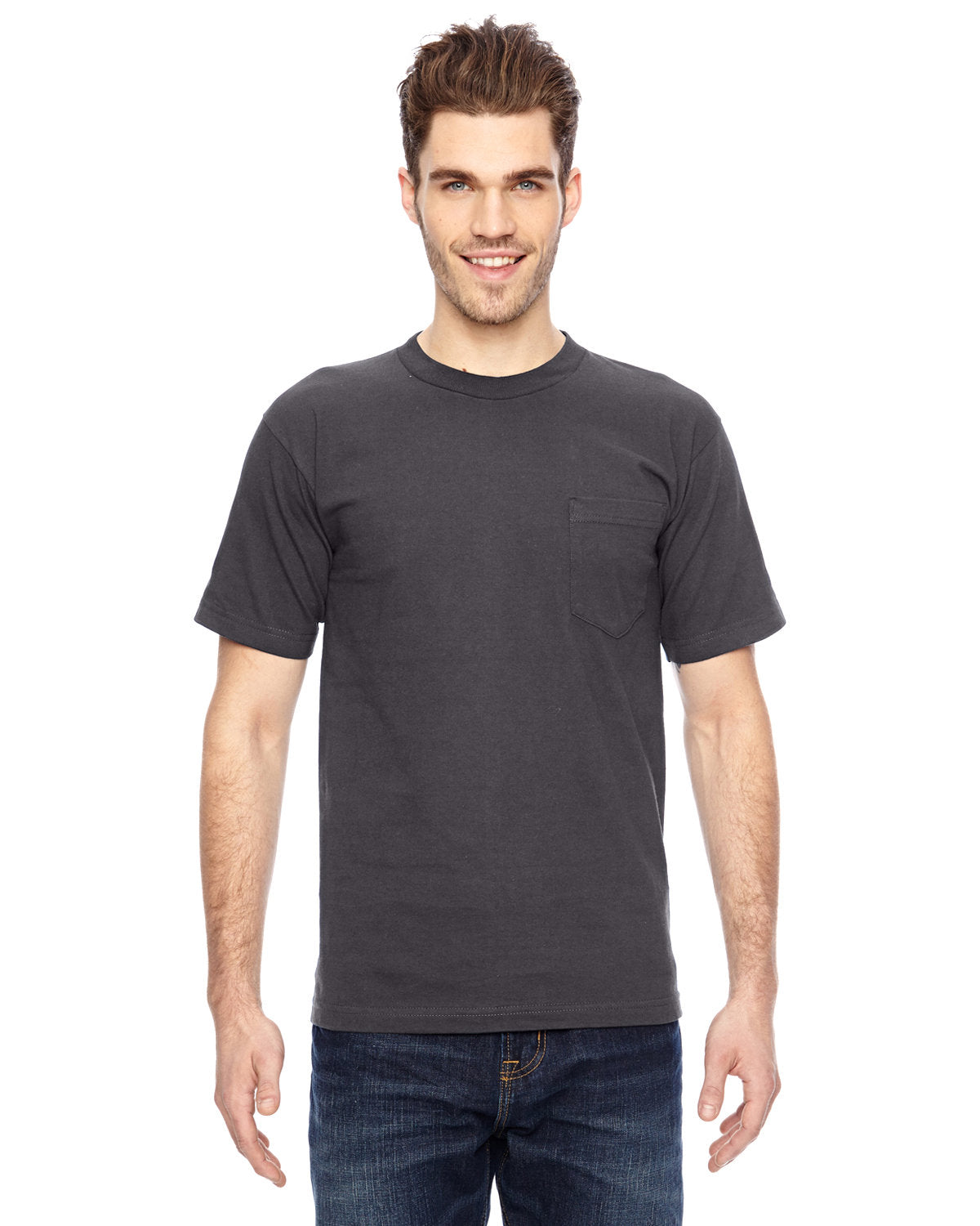 Bayside BA7100 Men's 6.1 oz 100% Cotton Pocket T-Shirt - Soft Comfortable Crew Neck Tee for Casual Wear, Work & Everyday Outfits