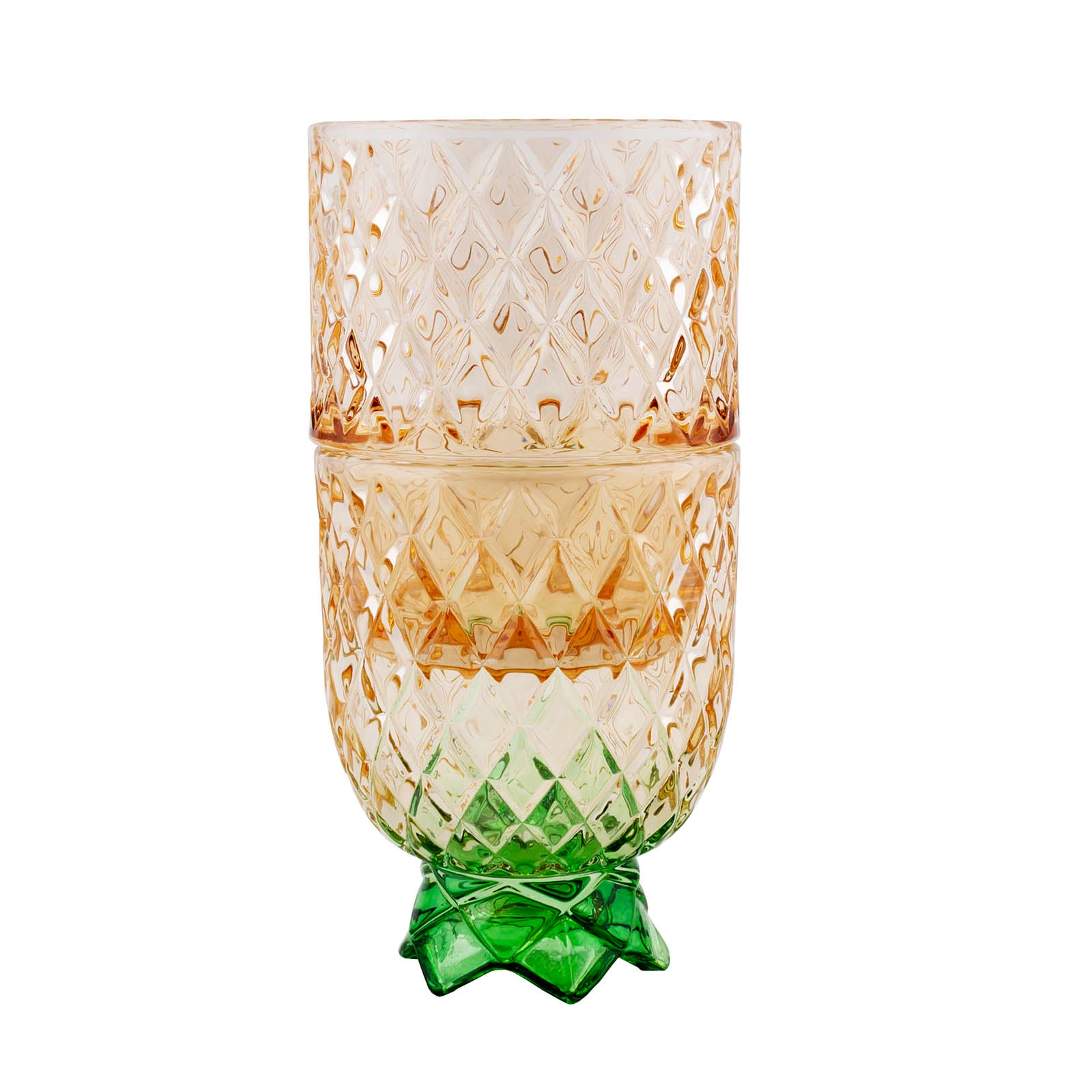 BarConic® Stackable Pineapple Glasses - Diamond Pattern Set of 4 - Shatterproof & BPA-Free Drinkware for Cocktails, Smoothies, and Pool Parties - Perfect for Summer BBQs, Beach Vacations, and Tropical Themed Events