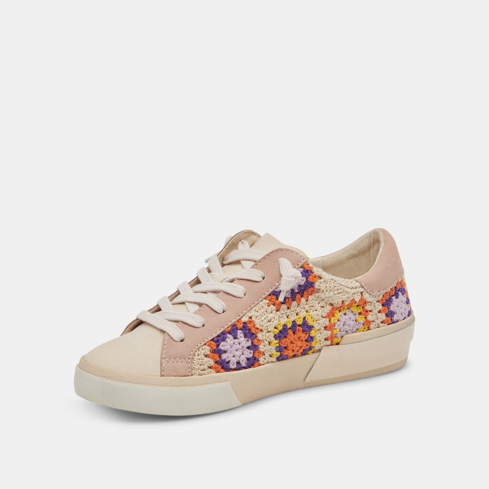 ZINA Purple Floral Crochet Sneakers - Handmade Comfortable Women's Shoes for Casual Wear, Summer Outfits & Boho Fashion
