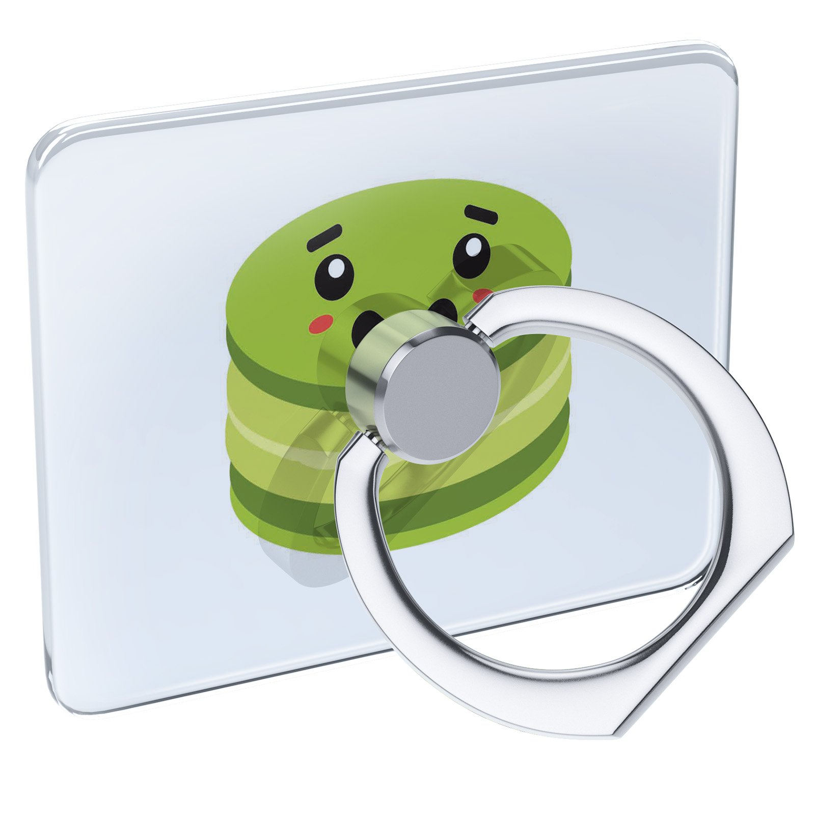 Cute Green Tea Macaron Phone Ring Holder - Collapsible Grip & Stand for iPhone