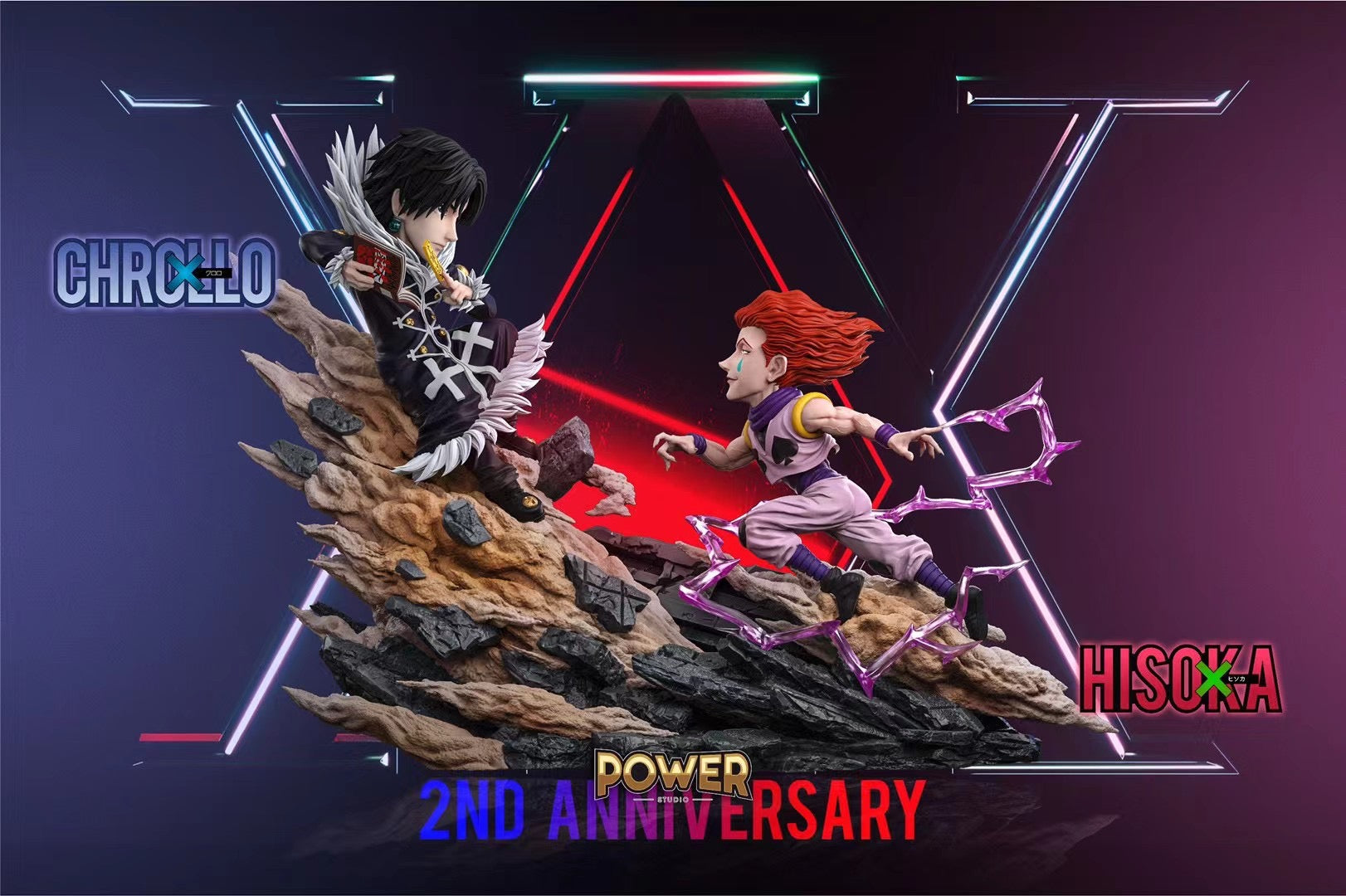Power Studio Chrollo Lucilfer vs Hisoka Anime Figure - Hunter x Hunter Collectible Action Figure for Fans, Display & Gifts