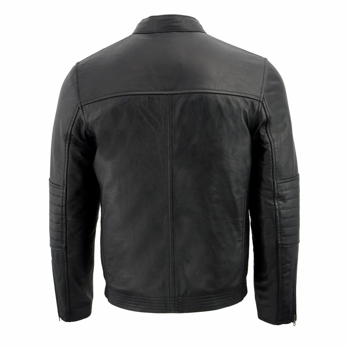 Milwaukee Leather SFM1806 Men's Black Euro Collar Cafe Style Leather Jacket - Premium Motorcycle Biker Jacket for Riding & Casual Wear