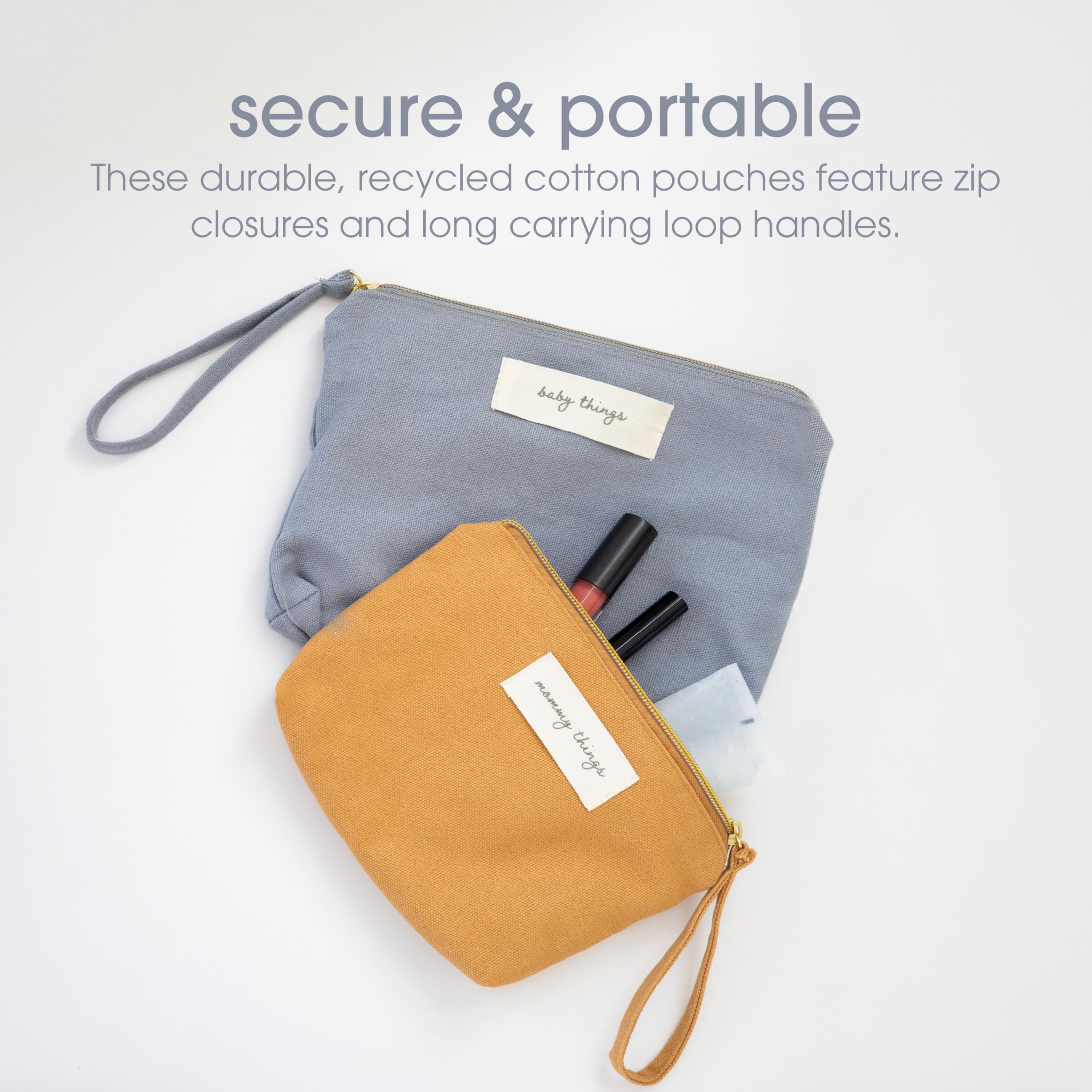 Pearhead Eco-Friendly Diaper Bag Storage Set – 2-Pack Neutral Cotton Pouches for New Moms & Baby Essentials | Perfect for Nursery Organization & Baby Shower Gifts | Ideal for Travel, Daily Use & Hospital Visits