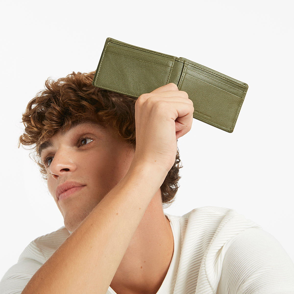 Jonah RFID Blocking Minimalist Wallet for Men - Slim & Lightweight Khaki Leather Bifold - Perfect for Travel, Business & Everyday Carry