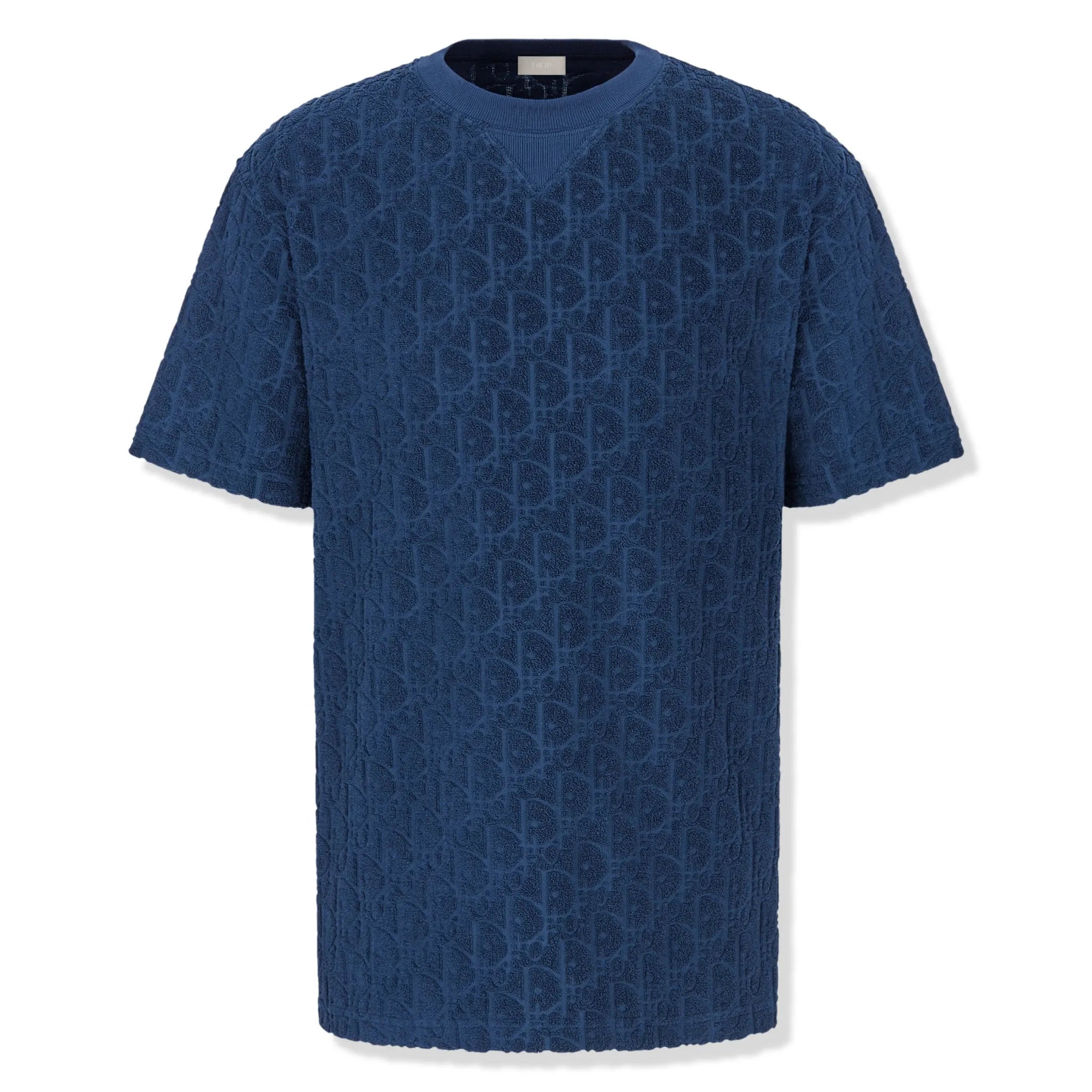 Dior Oblique Towelling Blue T-Shirt for Men - Luxury Cotton Casual Tee for Everyday Wear & Street Style Fashion