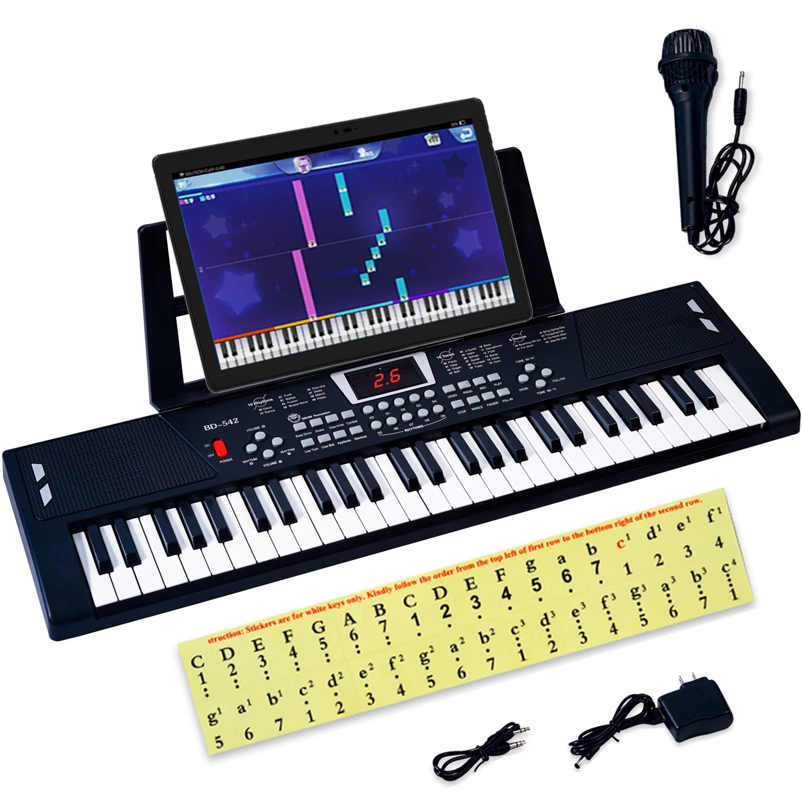 54-Key Portable Electric Piano for Kids - Beginner Keyboard with LED Screen & Mic, Perfect for Birthday & Christmas Gifts | Home Music Learning