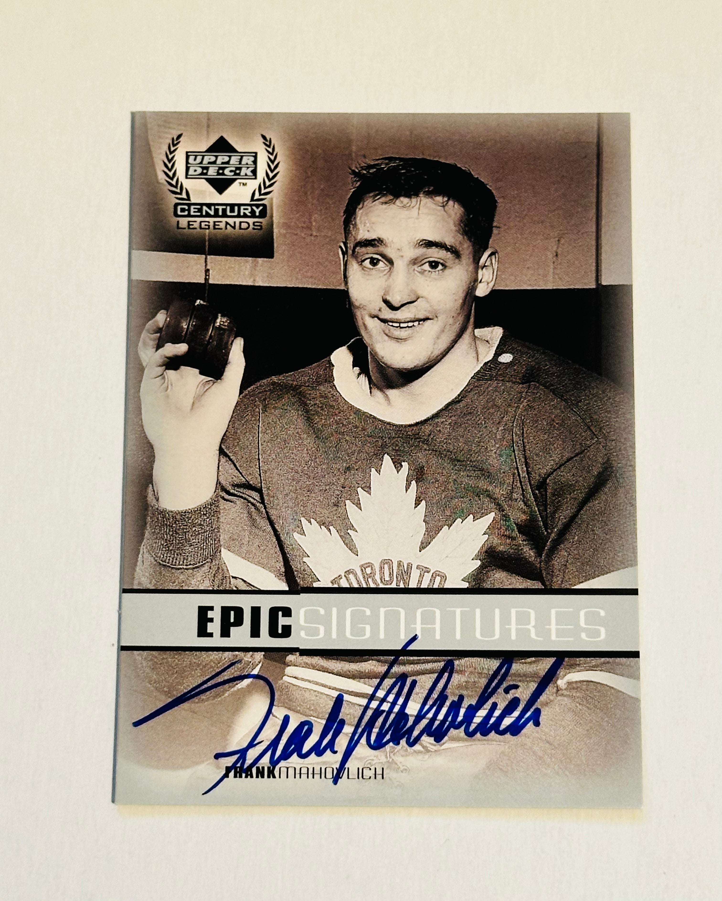 Frank Mahovlich Toronto Maple Leafs Autographed Hockey Card 1999 - Rare Collectible Memorabilia for Sports Fans and NHL Collectors - Perfect for Display, Framing, and Investment