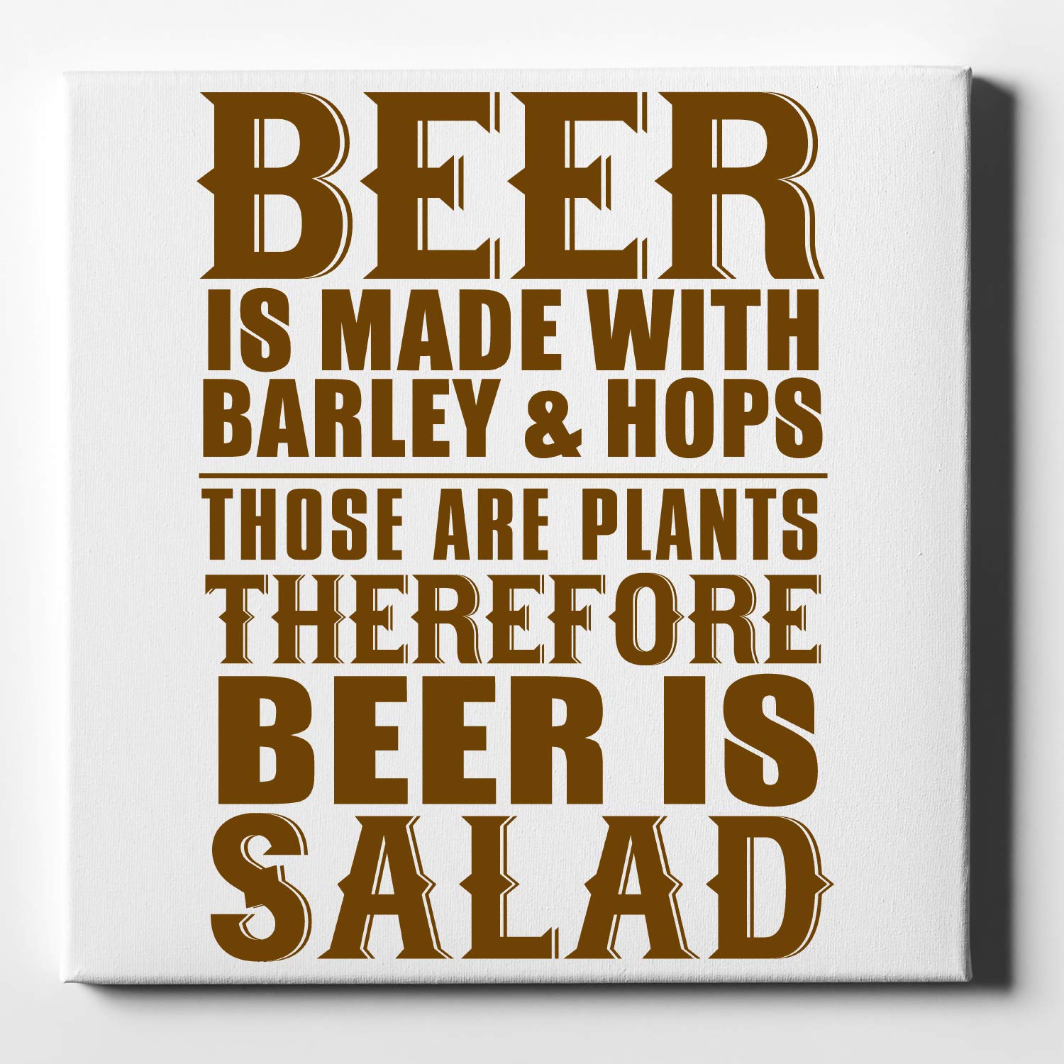 DistinctInk Barley & Hops Beer Salad Canvas Wall Art - 10x10 Inch Gallery Wrapped Decorative Painting with White Edge - Perfect for Kitchen, Bar, Pub or Man Cave Decor