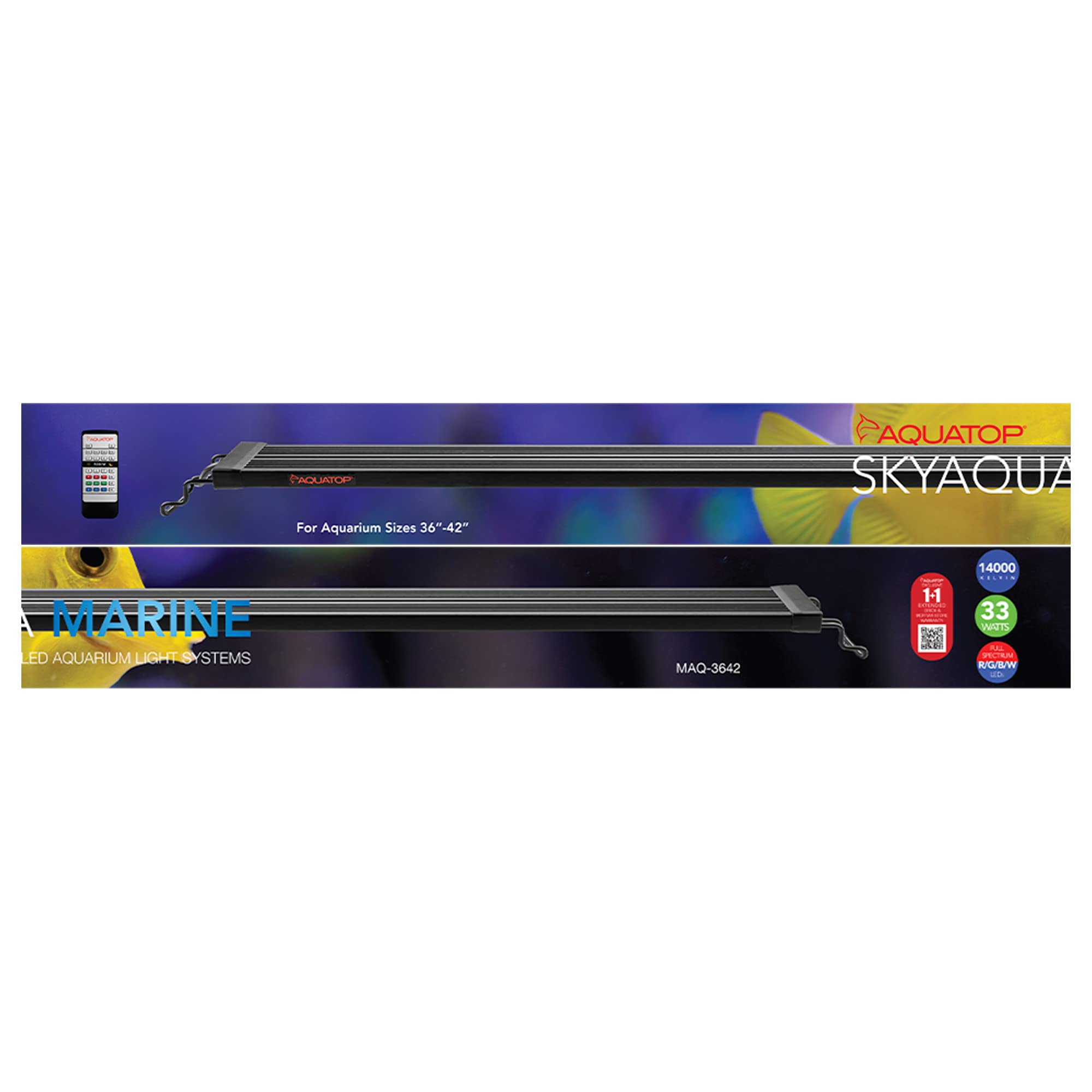 Aquatop SkyAqua Marine LED Saltwater Aquarium Light - 14000K Full Spectrum for Coral Growth, 36-42 Inch Fish Tank Lighting with Remote Control & 3 Position Toggle Switch - UL & CSA Certified - Perfect for Reef Tanks, Saltwater Aquariums & Marine Life Habitat
