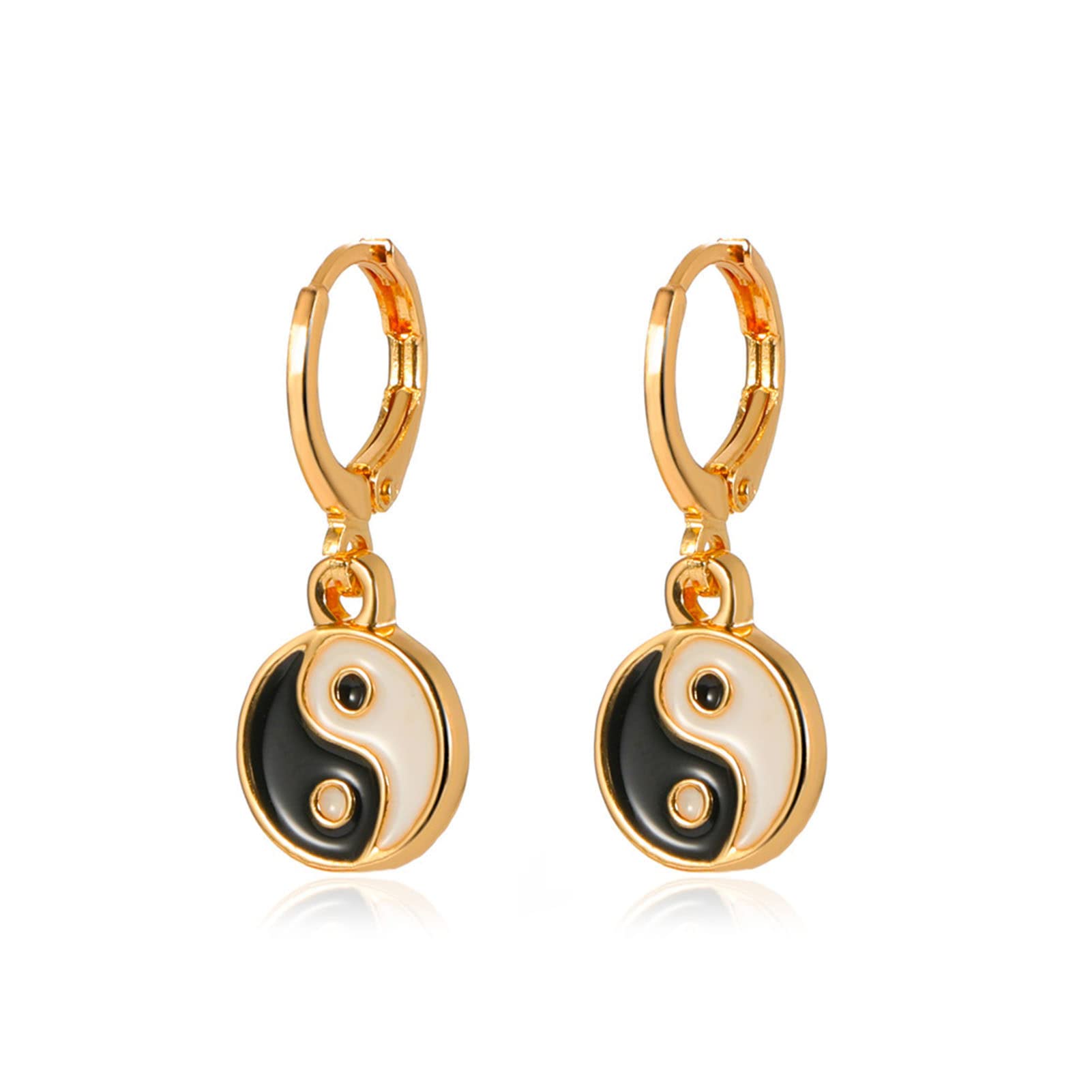 Hislaves Fashion Drop Earrings for Women - Colorful Tai Chi Yin Yang Hoop Earrings, Traditional Romantic Pierced Jewelry for Girls | Perfect for Parties, Weddings and Boho Style Outfits
