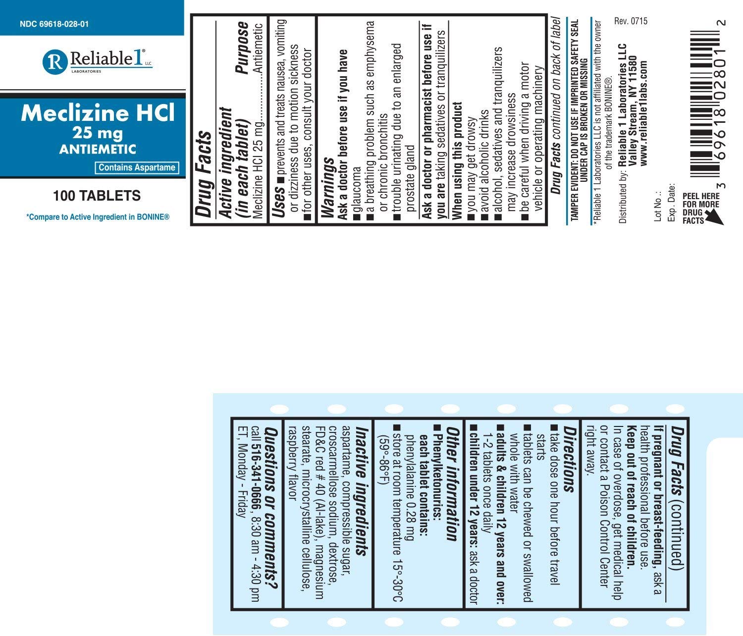 Meclizine HCL 25mg 100 Tablets (6 Pack) - Motion Sickness Relief for Travel, Vertigo & Nausea - Long-Lasting Anti-Nausea Medication for Cars, Boats & Planes