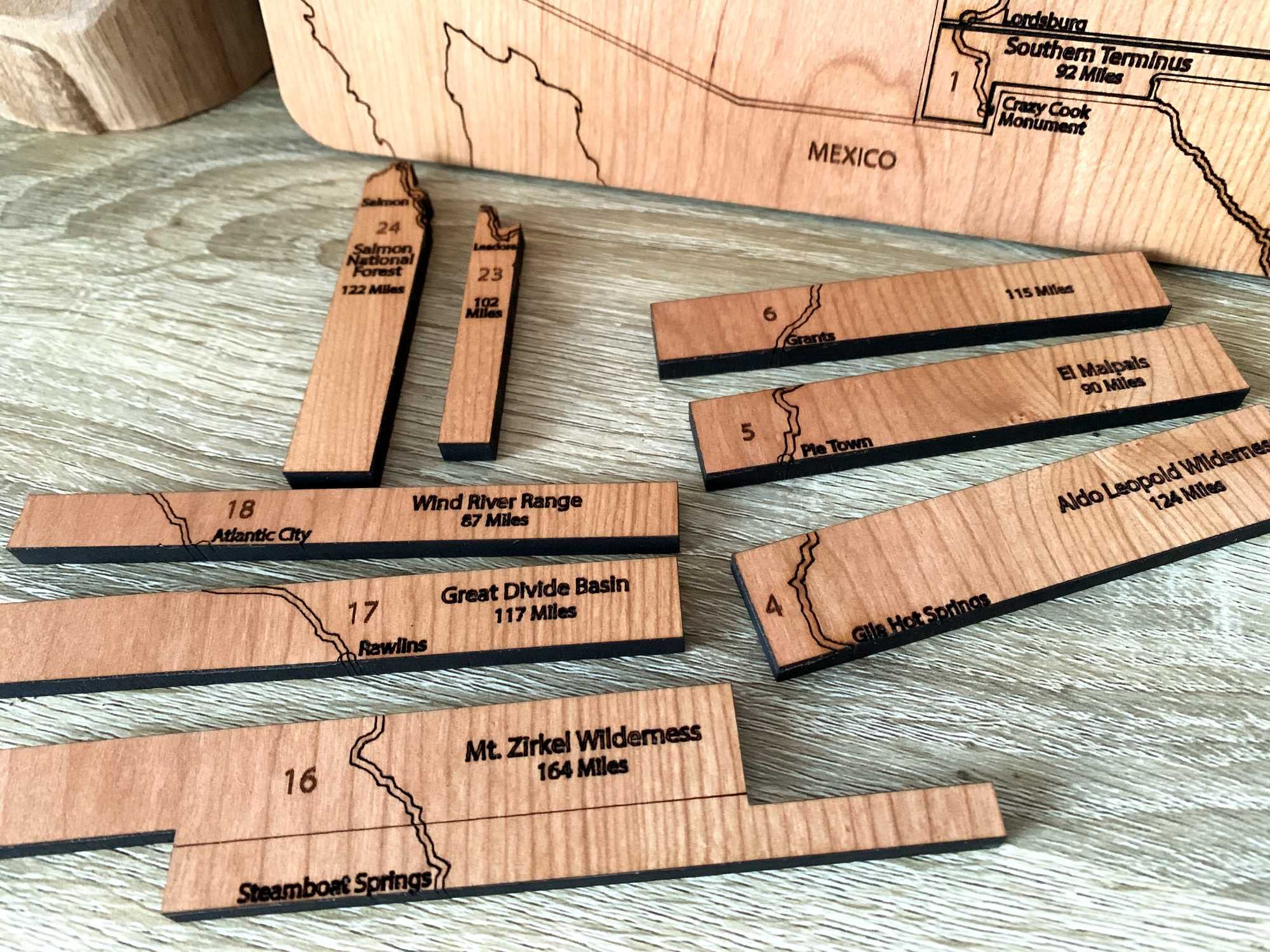 CDT Section Hiker Continental Divide Trail Wooden Map Sign - White Oak Thru Hiking Board for Trail Tracking | Perfect for Hiking Enthusiasts, Backpacking Decor & Adventure Gifts