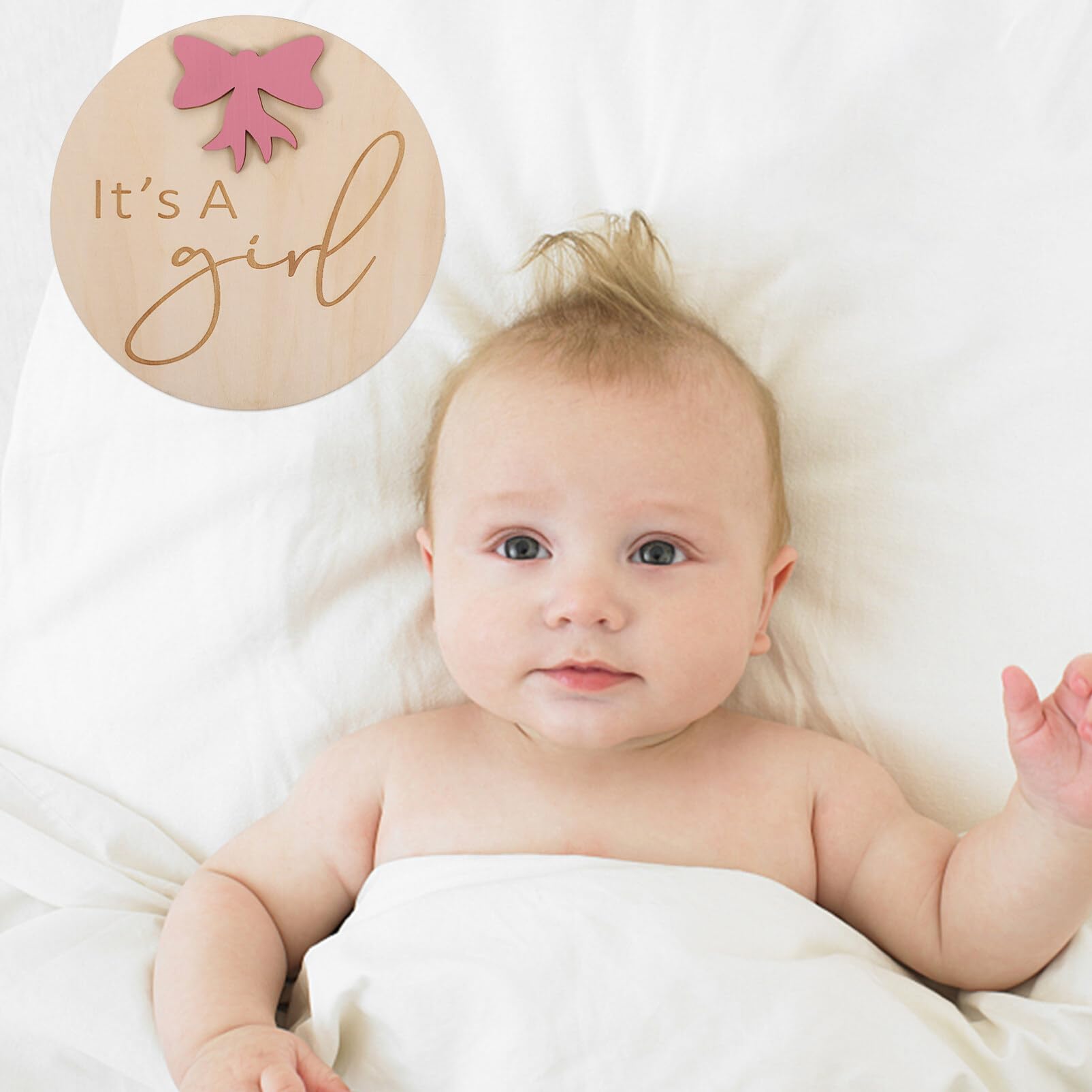 Wooden Baby Announcement Sign - Personalized Newborn Welcome Plaque with Name - Perfect for Birth Announcements, Nursery Decor & Photo Props