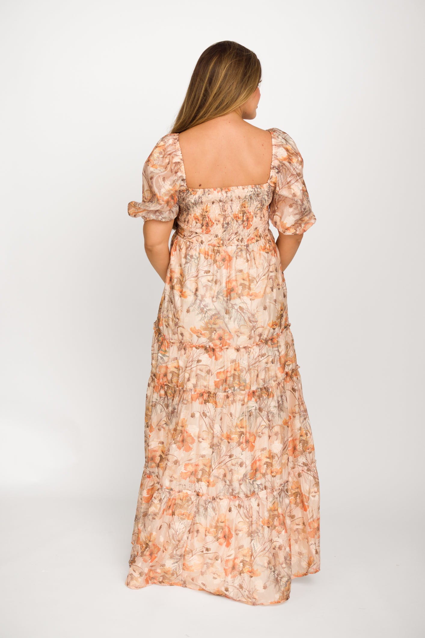 Bump Friendly Daphne Maxi Dress in Beige Multi - Inclusive Sizing S to 3XL for Maternity, Plus Size & Casual Wear