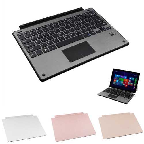 Premium Aluminum Bluetooth Keyboard with Leather Case for Microsoft Surface Pro 3/4 - Slim Wireless Keyboard for Office Work, Travel & Home Use