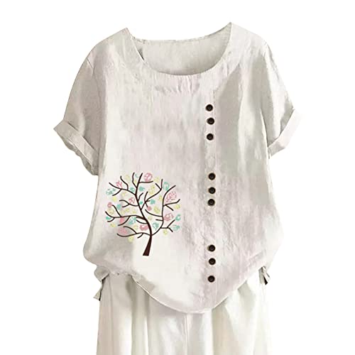 100% Pure Linen Shirts for Women - Breathable V-Neck Blouse, Flowy Summer Tunic Top in White | Casual Wear, Beach Outfit & Boho Style