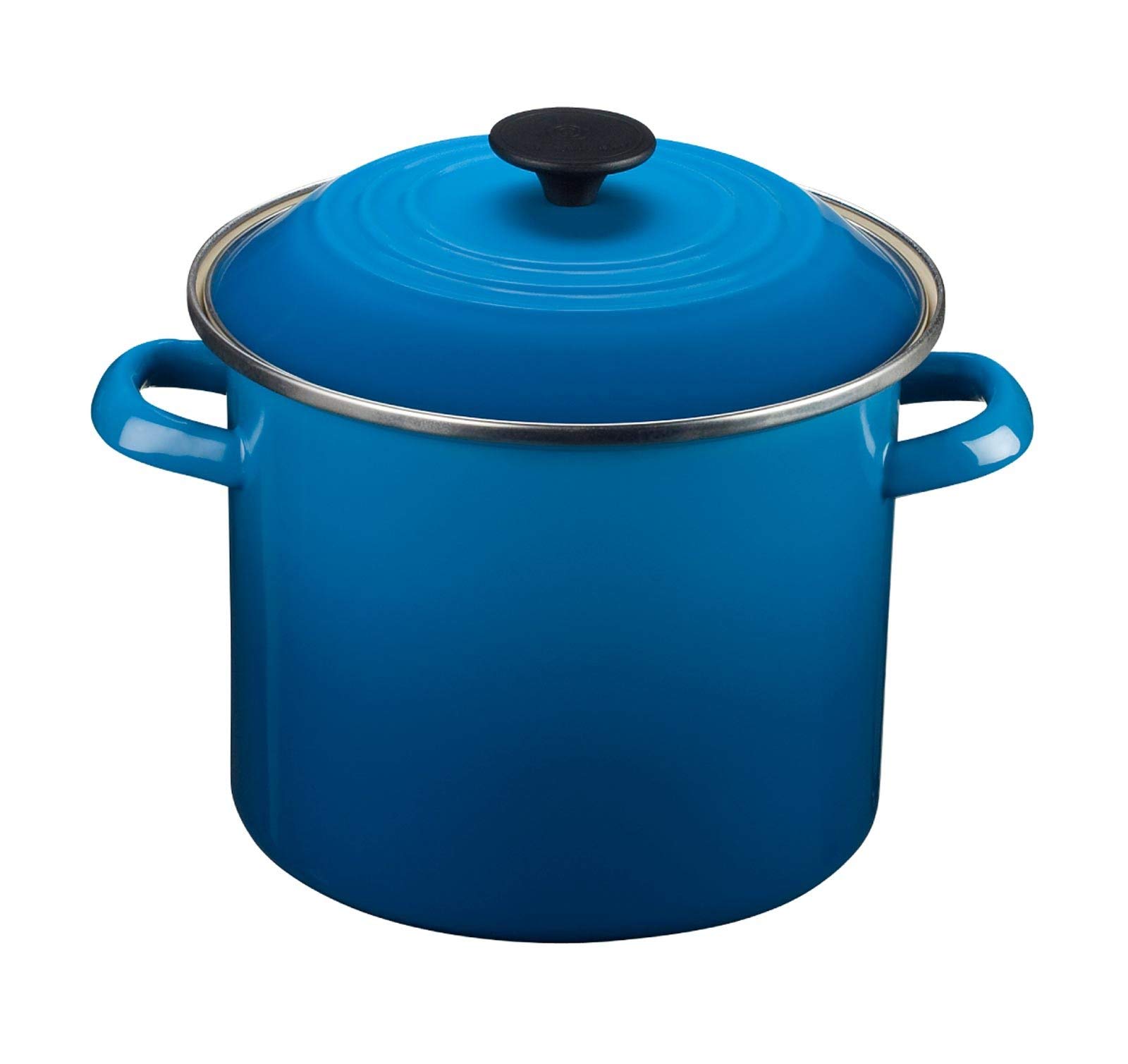 Le Creuset Enamel-on-Steel 8-Quart Stock Pot with Lid - Marseille Blue - Durable Dutch Oven for Soups, Stews & Braising - Perfect for Home Cooking & Professional Kitchens