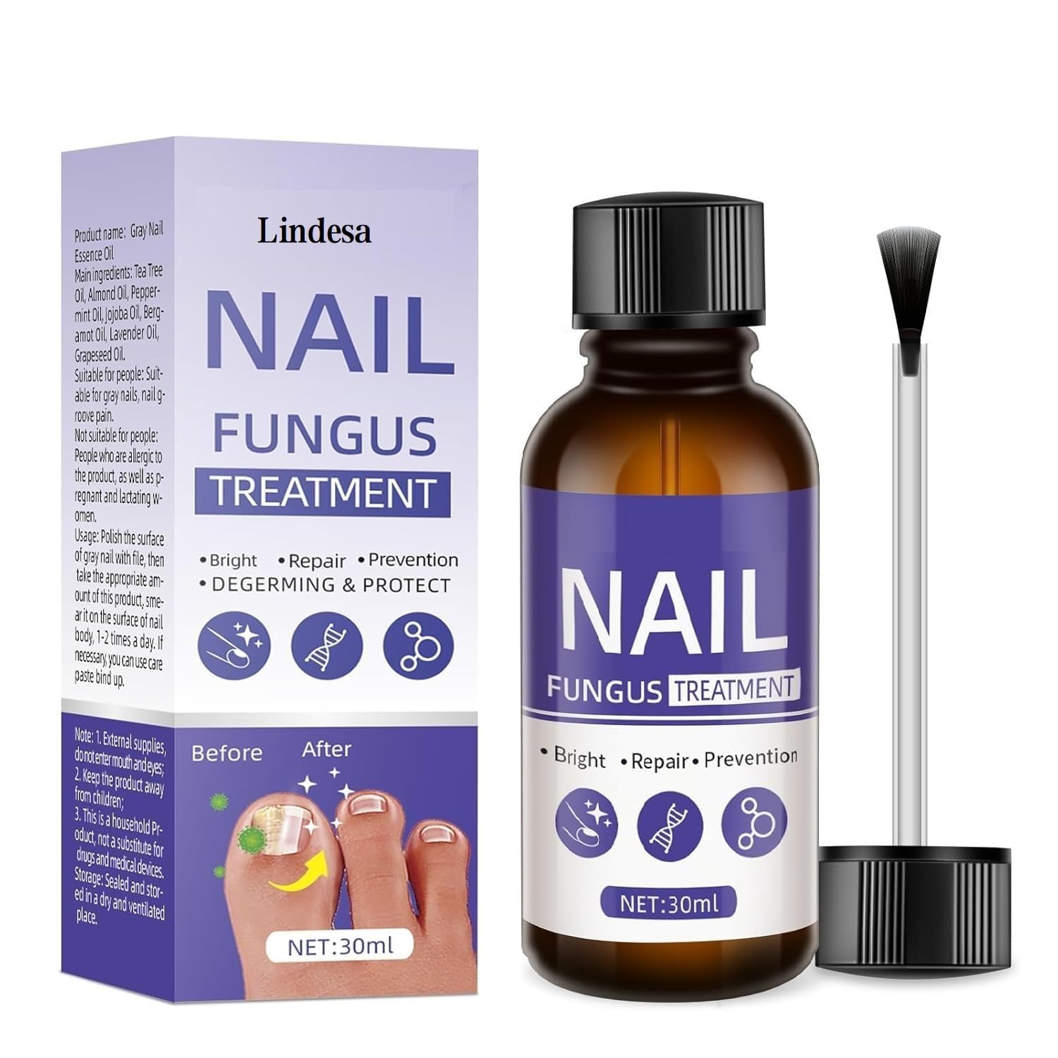 Extra Strength Toenail Fungus Treatment - 30ml Fast-Acting Solution for Athlete's Foot, Thick, Discolored & Damaged Nails - Safe & Gentle Formula for Men & Women - Perfect for Gym, Pool & Sports Activities