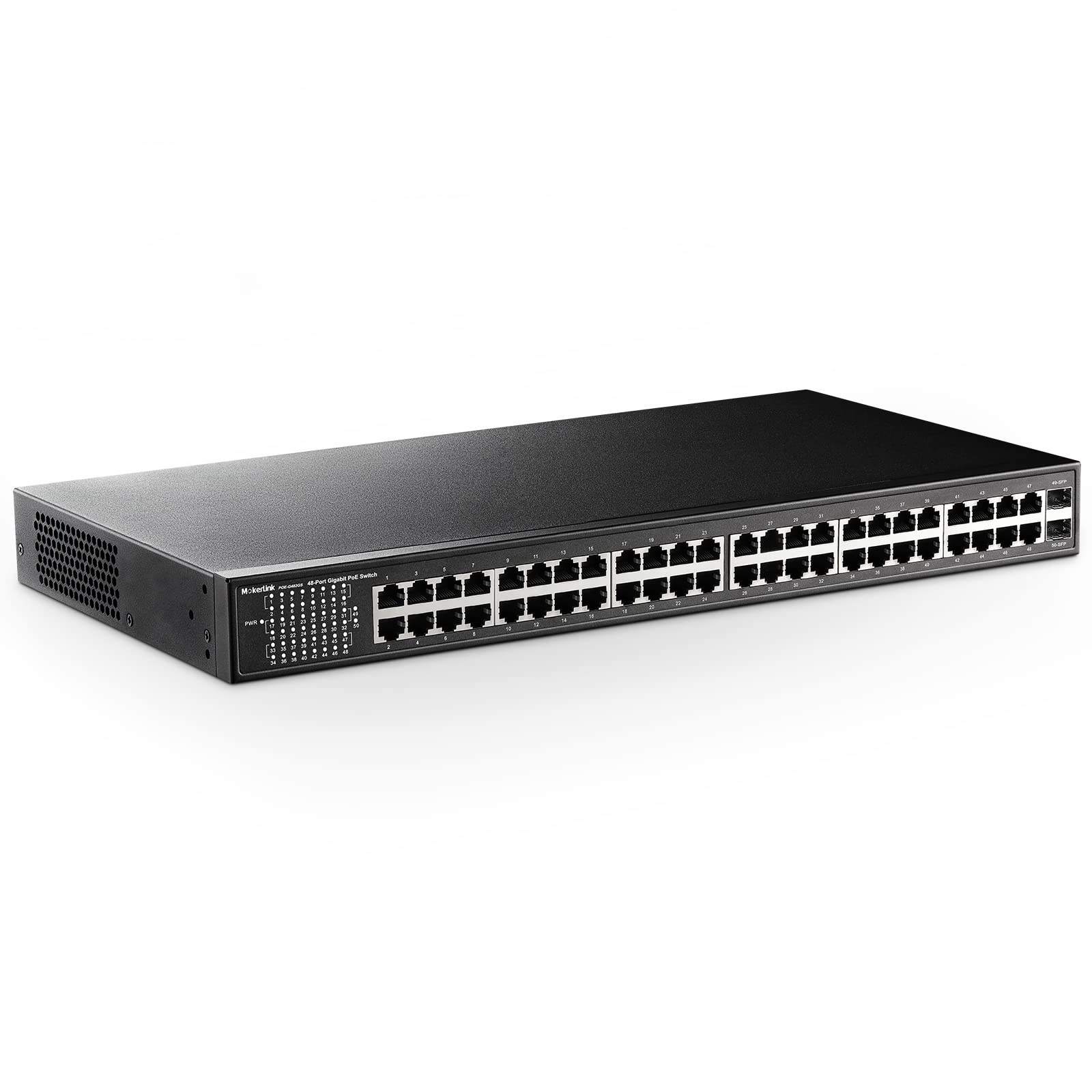 MokerLink 48 Port PoE Gigabit Switch with 2 SFP Ports | 400W IEEE 802.3af/at/bt Compliant | Metal Rackmount Unmanaged Ethernet Switch | Plug & Play for Office, Home, and Data Center Networking