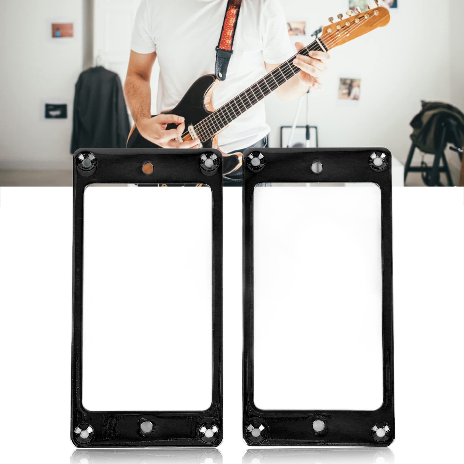 2Pcs Black Humbucker Pickup Mounting Rings for Electric Guitar - Metal Replacement Pickup Frames for Humbucker Pickups - Perfect for Guitar Repair, Upgrades & DIY Projects