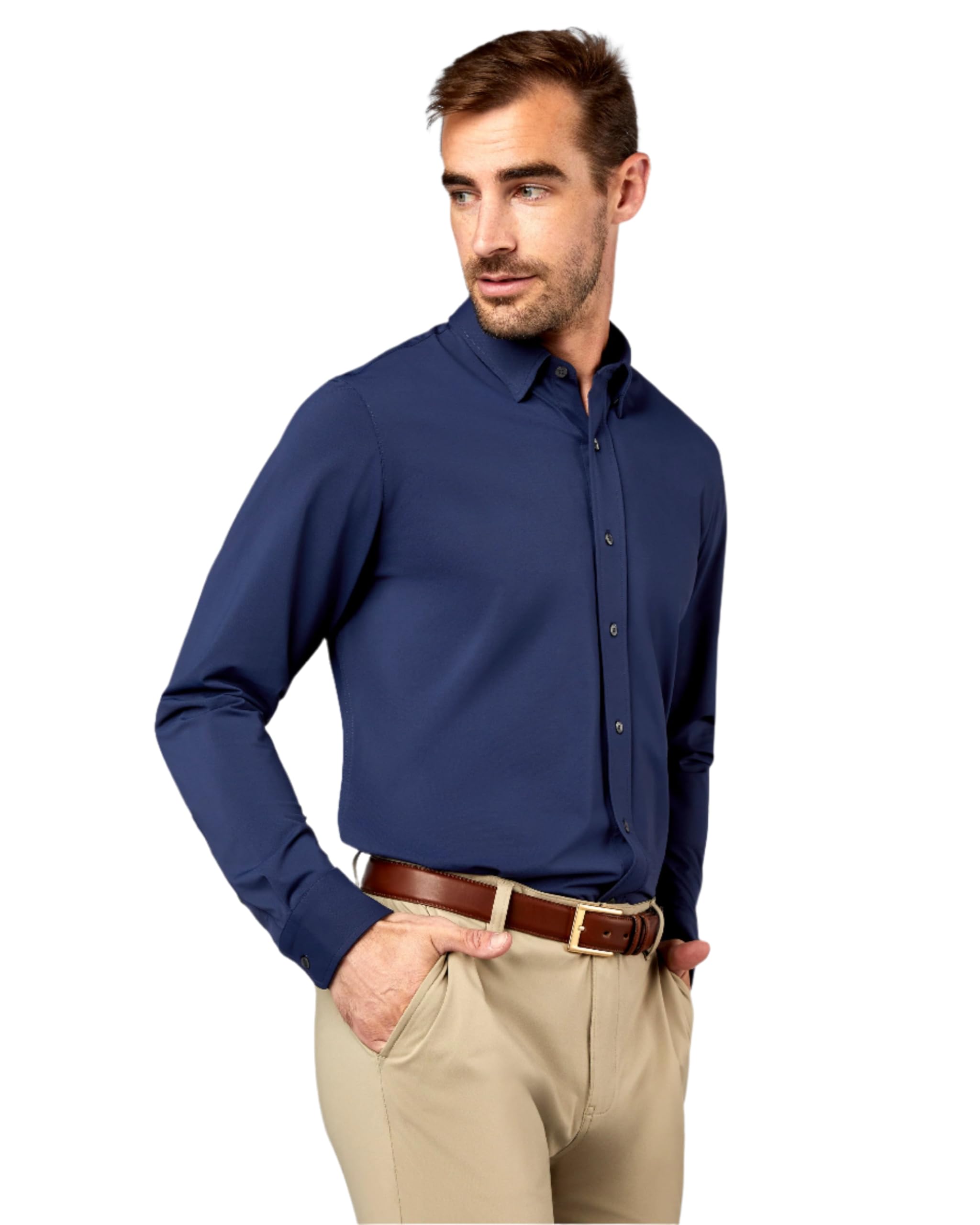 Rhone Men's Commuter Performance Dress Shirt - Wrinkle Resistant & Machine Washable Classic Fit Button Down Shirt for Business Casual & Office Wear