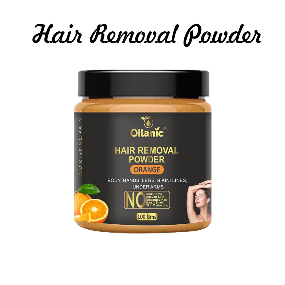 Oilanic Orange & Sandalwood Hair Removal Powder - 2 Pack (100g Each, Total 200g) - Natural & Gentle Depilatory for Smooth Skin - Perfect for Legs, Arms & Bikini Line