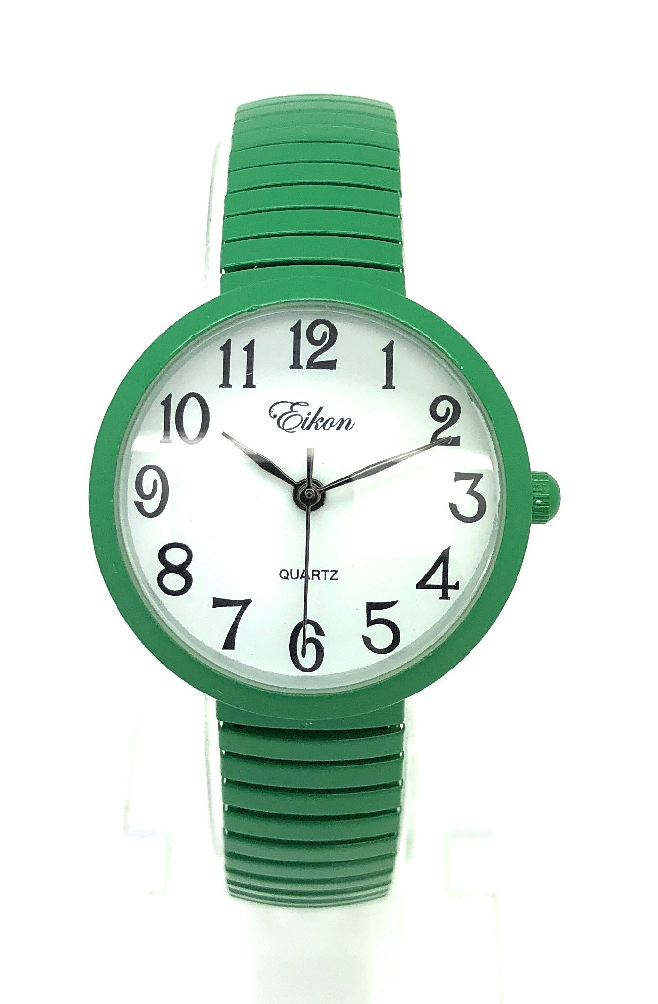 Women's Small Case Large Number Stretch Elastic Band Watch - Eikon - Perfect for Casual Wear, Workouts & Everyday Use