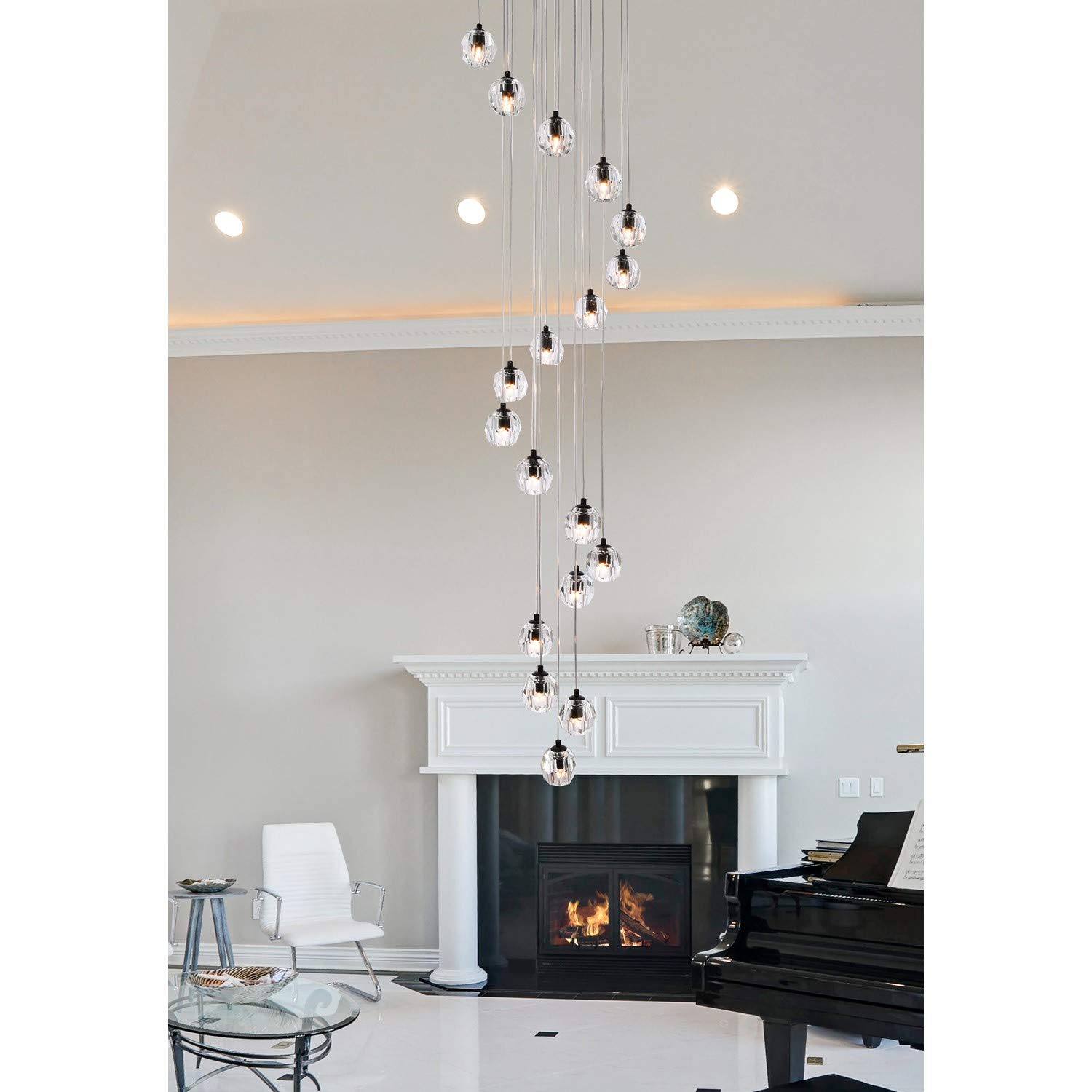 Eren 18-Light Black Chandelier Pendant Lighting Fixture for Dining Room, Kitchen Island & Bedroom Decor