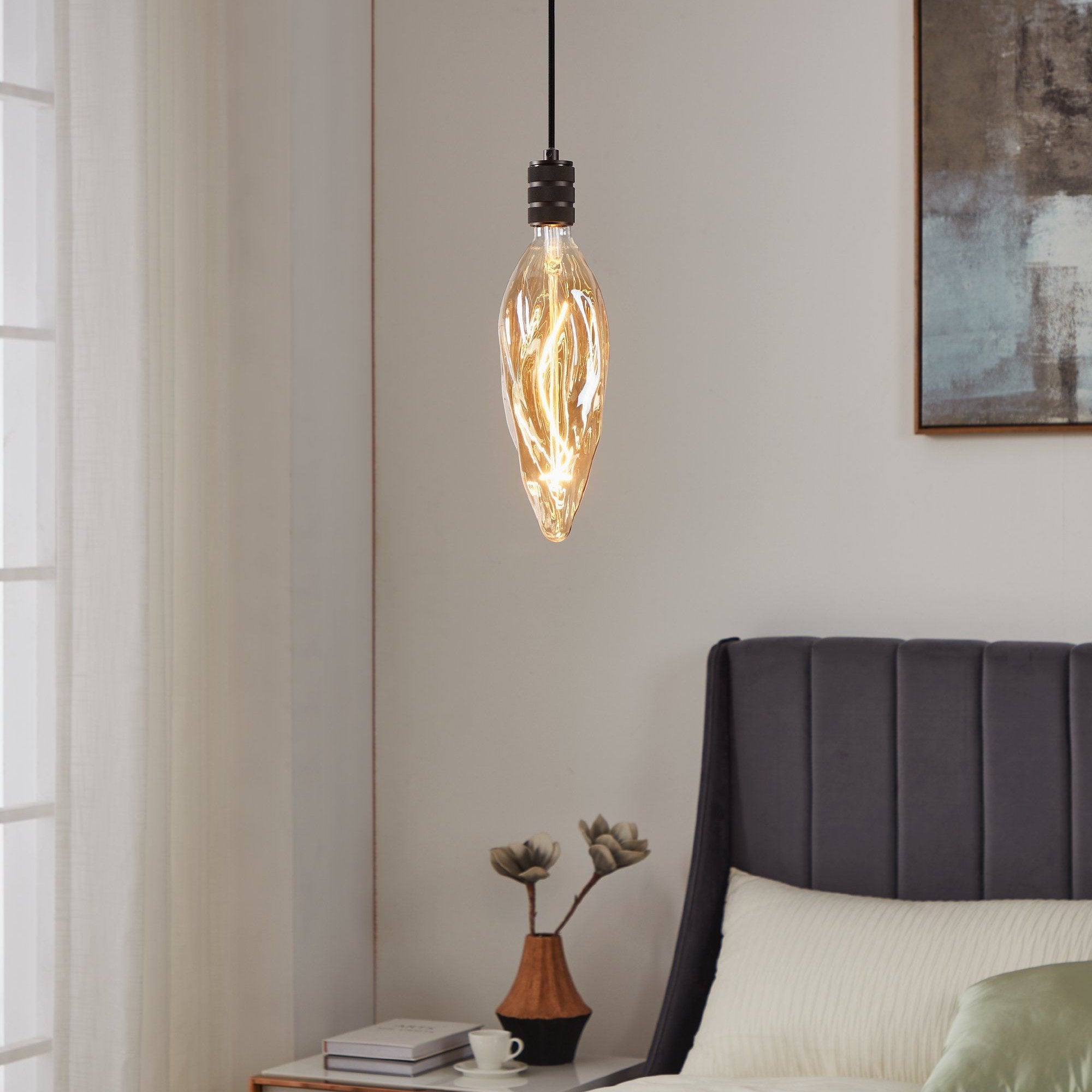 4W E27 2100K Dimmable Amber LED CF117 Globe Light Bulb - Warm White Vintage Edison Style for Home, Restaurant, and Cafe Lighting