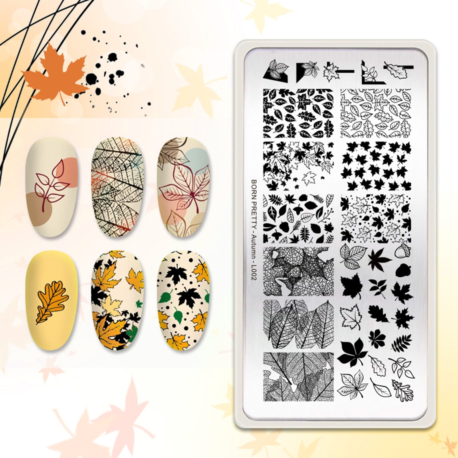 8-Piece Autumn Winter Nail Stamping Plates Set for Christmas Halloween Holiday Nail Art - DIY Manicure Kit for Seasonal Nail Designs at Home or Salon