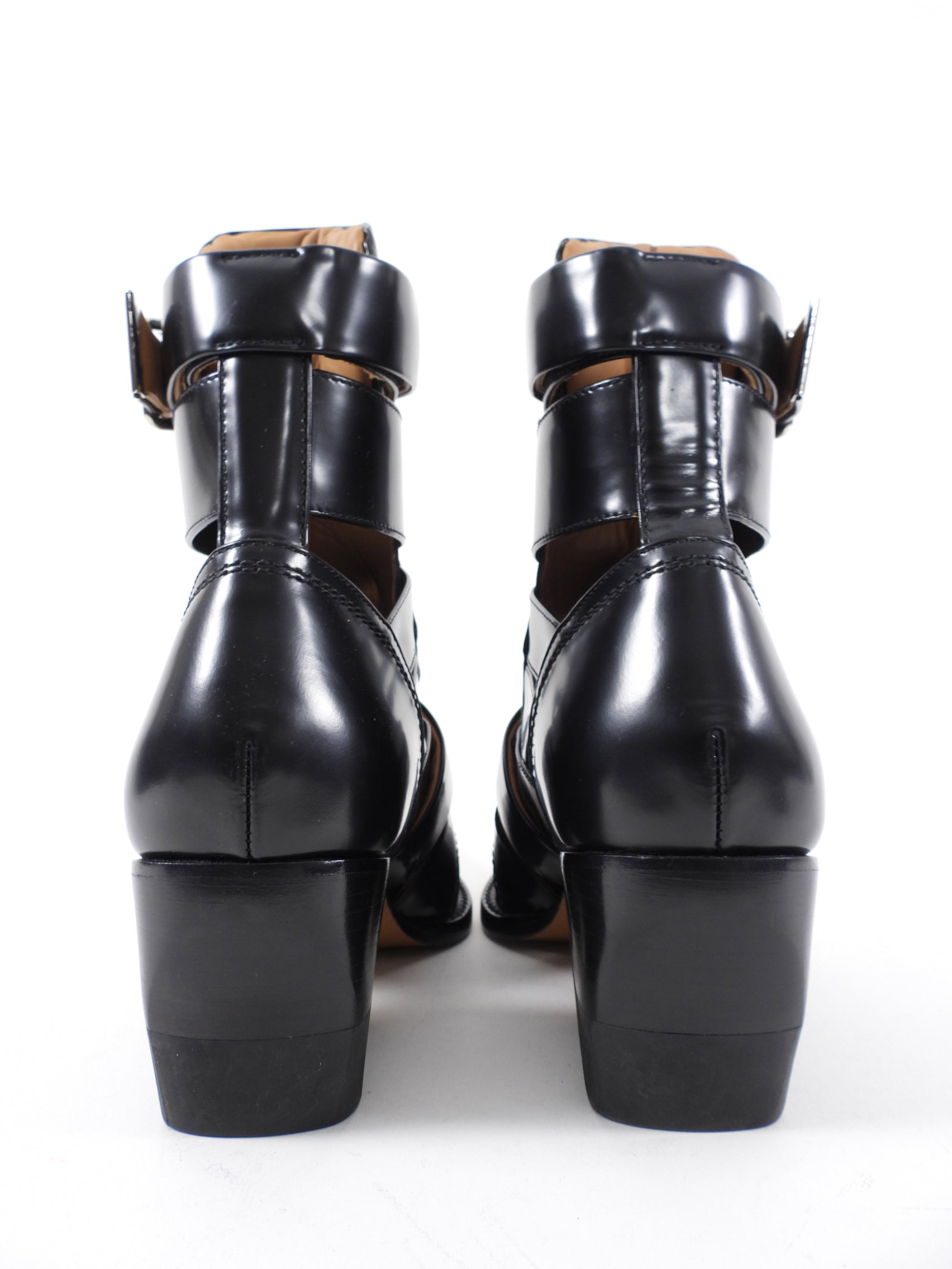 Chloe Black Glossed Leather Rylee Boots Women's Size 37 - Stylish Knee-High Boots for Fall & Winter Fashion, Office Wear & Night Out