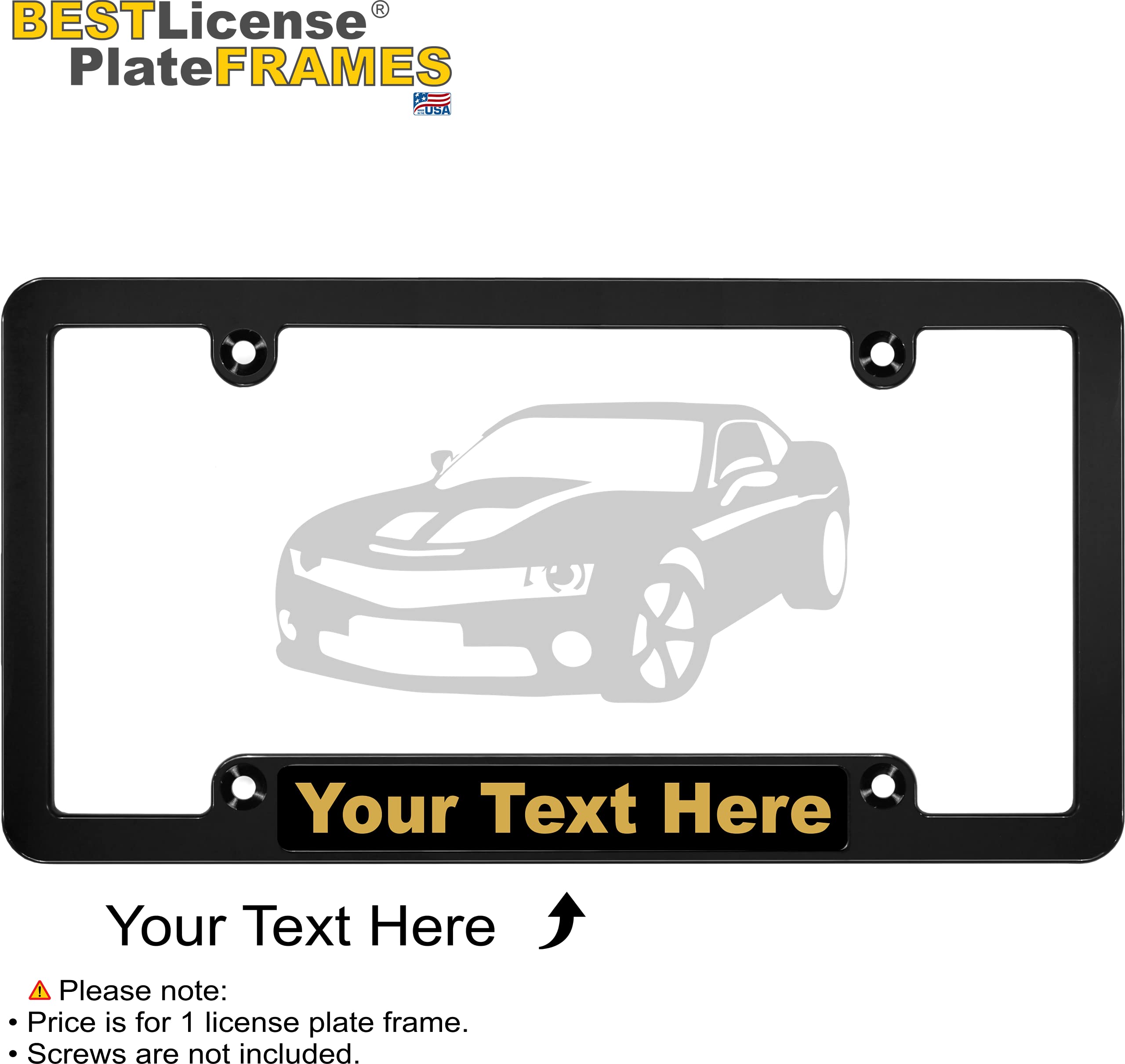 Custom CNC Machined Billet Aluminum Black & Gold 1960 Legacy Car License Plate Frame - Personalized Vintage Style for Classic & Modern Vehicles - Perfect for Car Shows, Gifts & Custom Builds